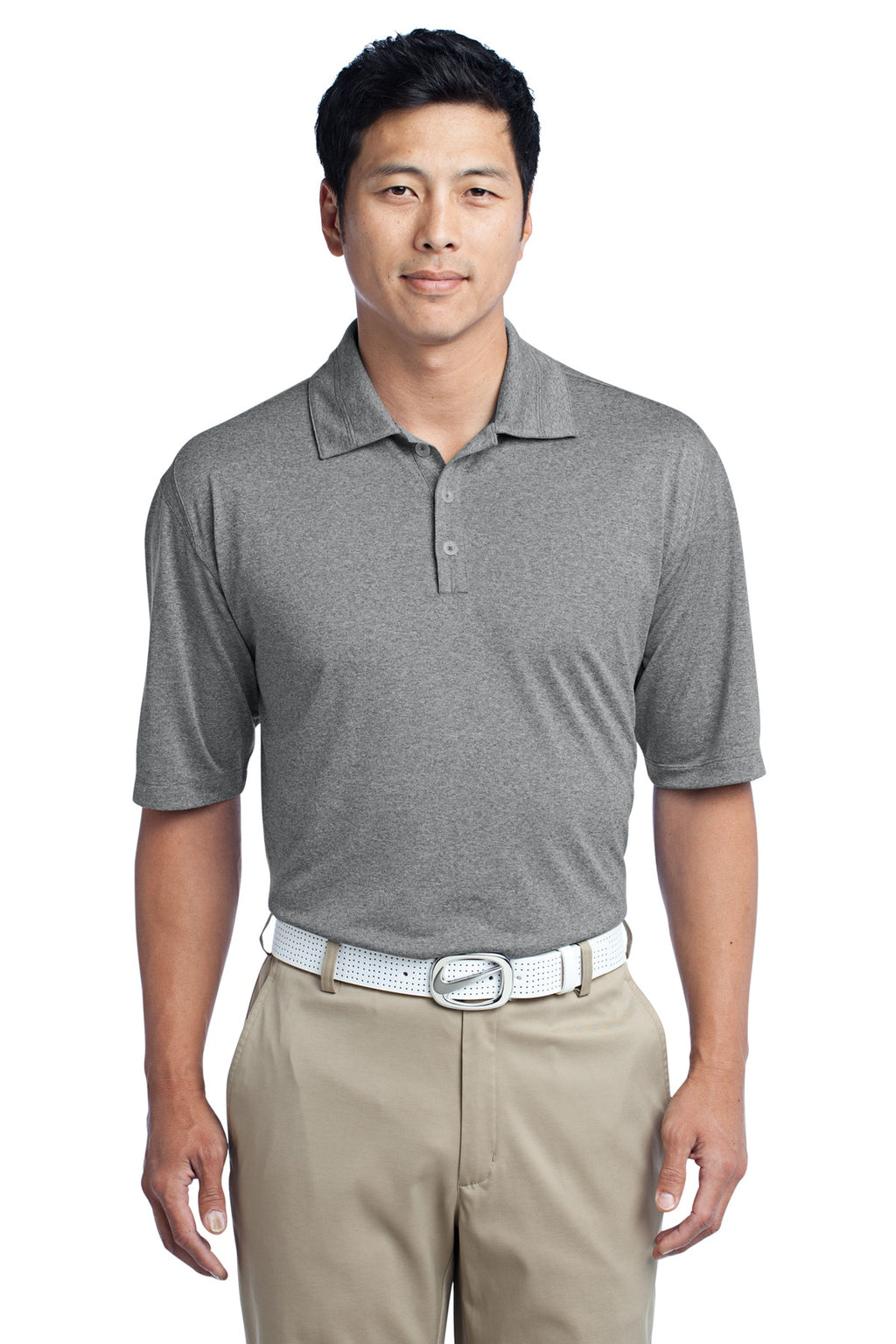 DISCONTINUED Nike Dri-FIT Heather Polo. 474231 - Carbon Heather - front