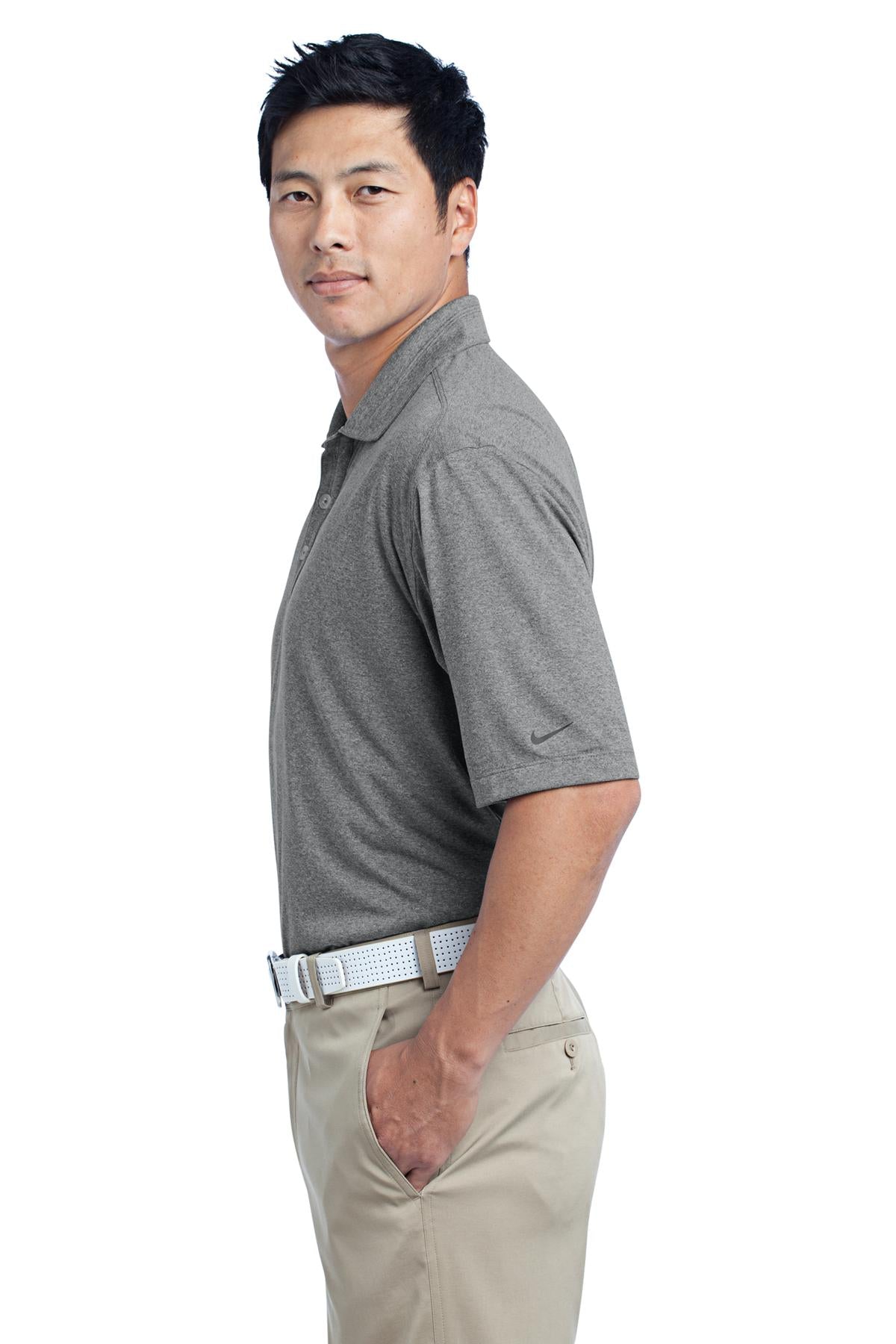 DISCONTINUED Nike Dri-FIT Heather Polo. 474231 - Carbon Heather - side