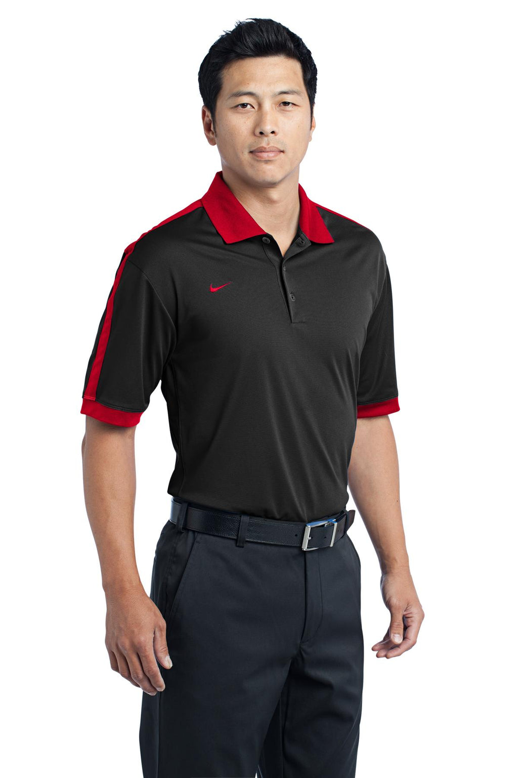 DISCONTINUED Nike Dri-FIT N98 Polo. 474237 - Black/Varsity Red - three_q