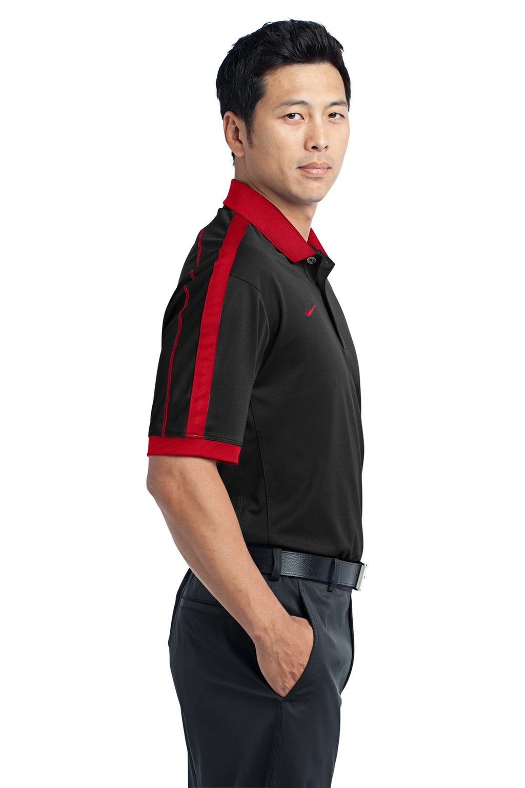 DISCONTINUED Nike Dri-FIT N98 Polo. 474237 - Black/Varsity Red - side