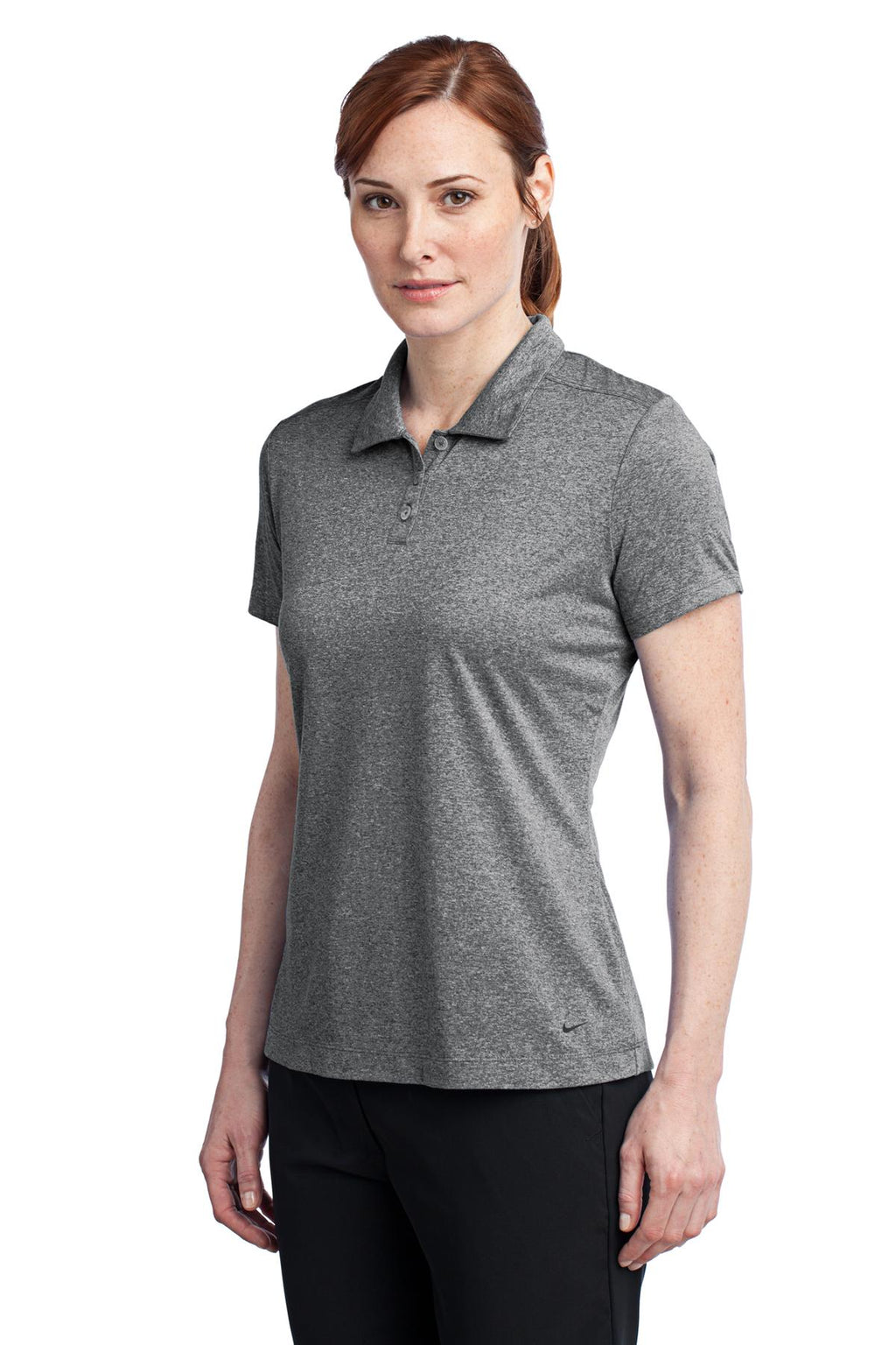 DISCONTINUED Nike Ladies Dri-FIT Heather Polo. 474455 - Carbon Heather - three_q