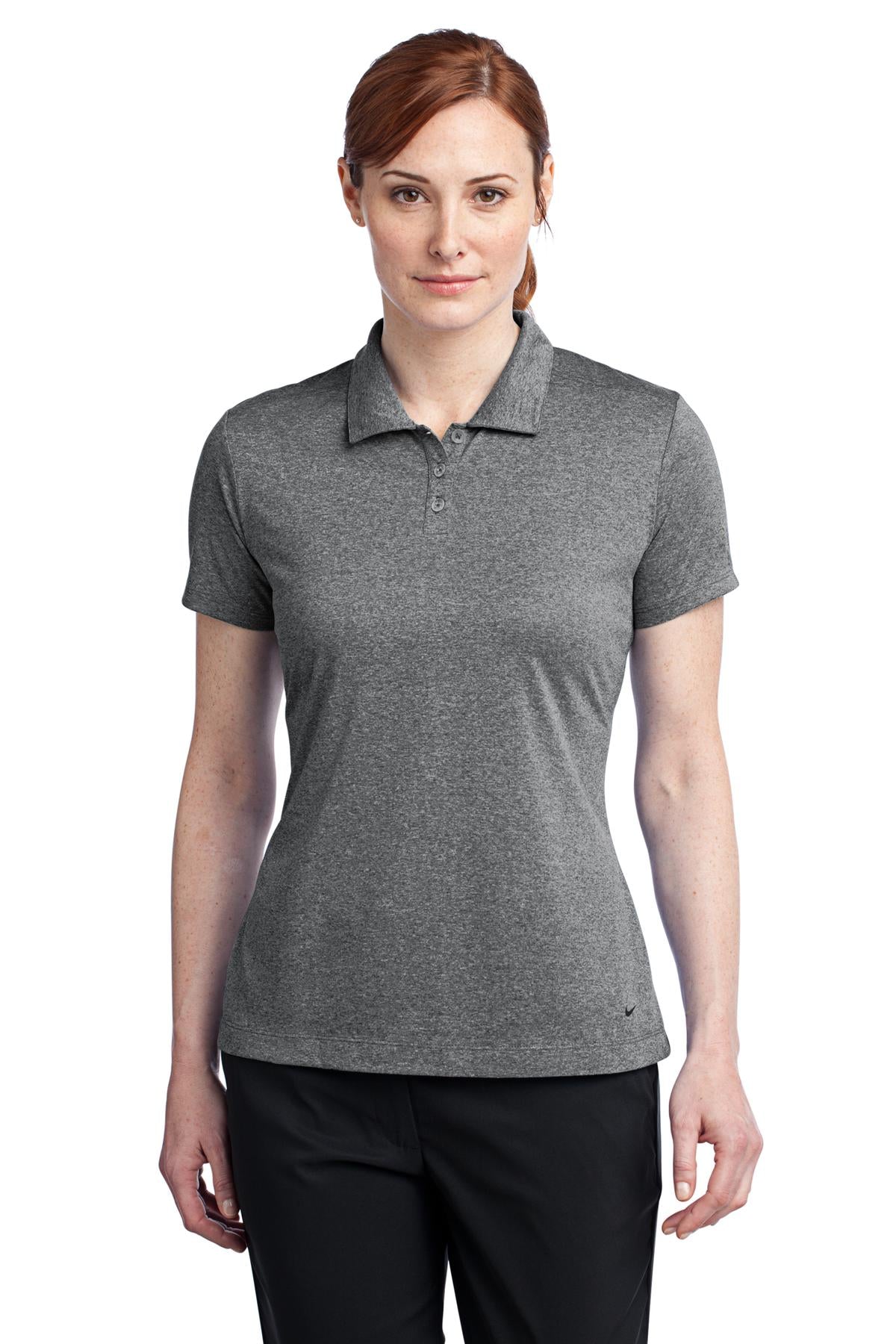 DISCONTINUED Nike Ladies Dri-FIT Heather Polo. 474455 - Carbon Heather - front