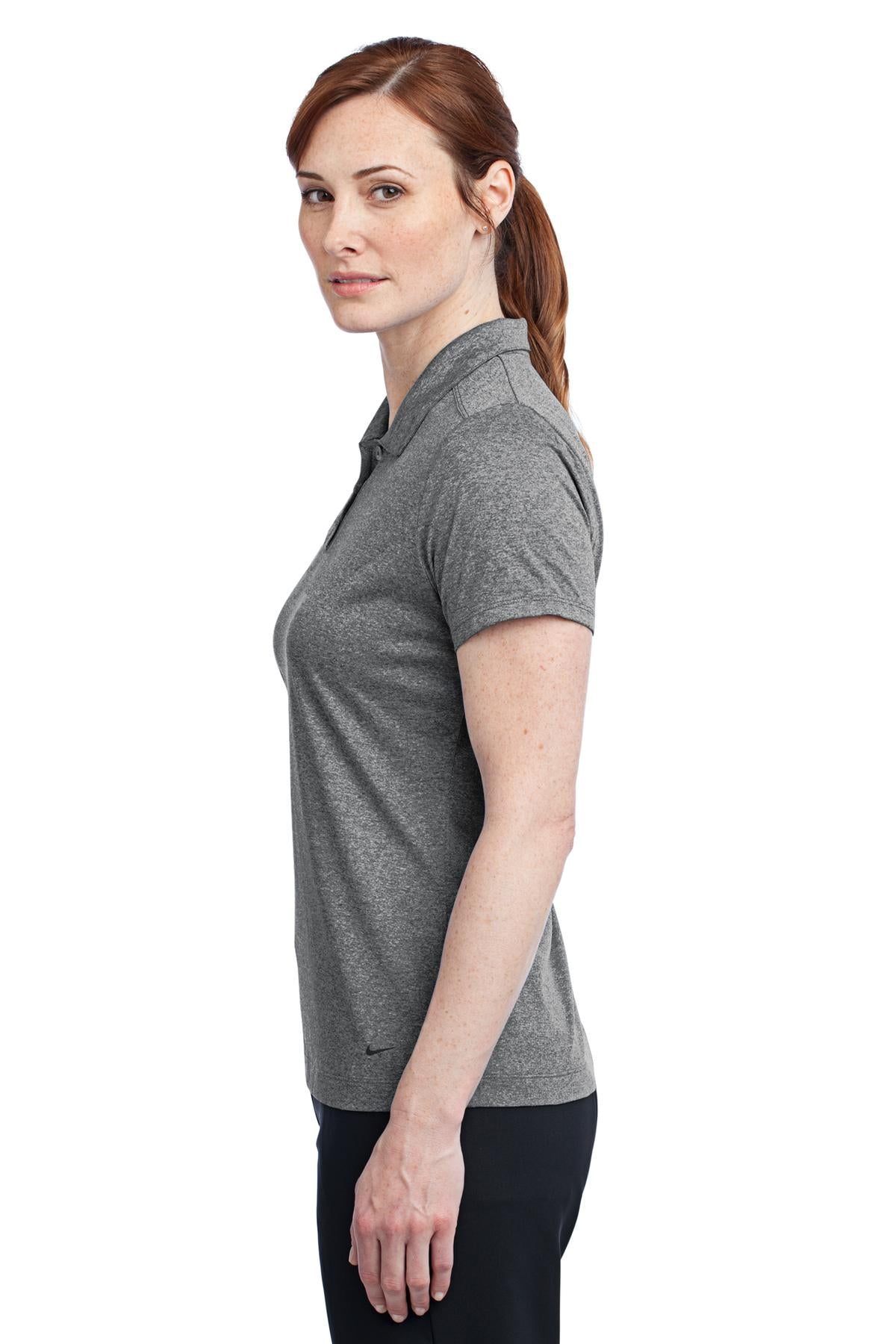 DISCONTINUED Nike Ladies Dri-FIT Heather Polo. 474455 - Carbon Heather - side