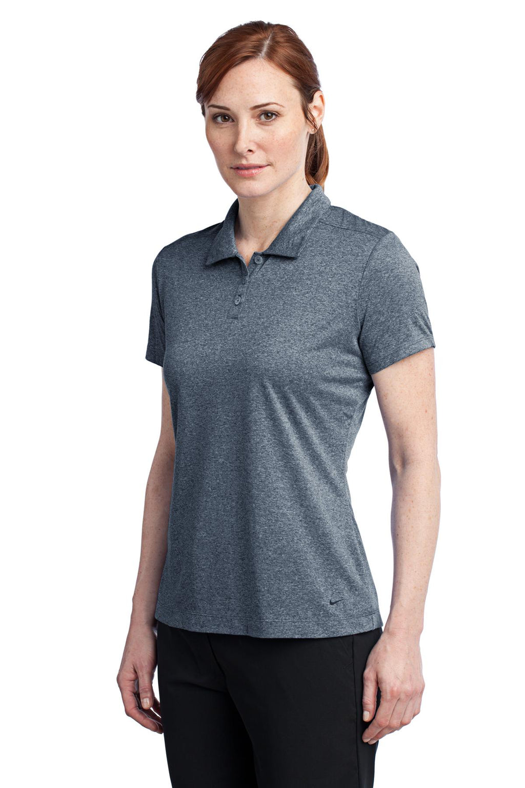 DISCONTINUED Nike Ladies Dri-FIT Heather Polo. 474455 - Monsoon Heather - three_q