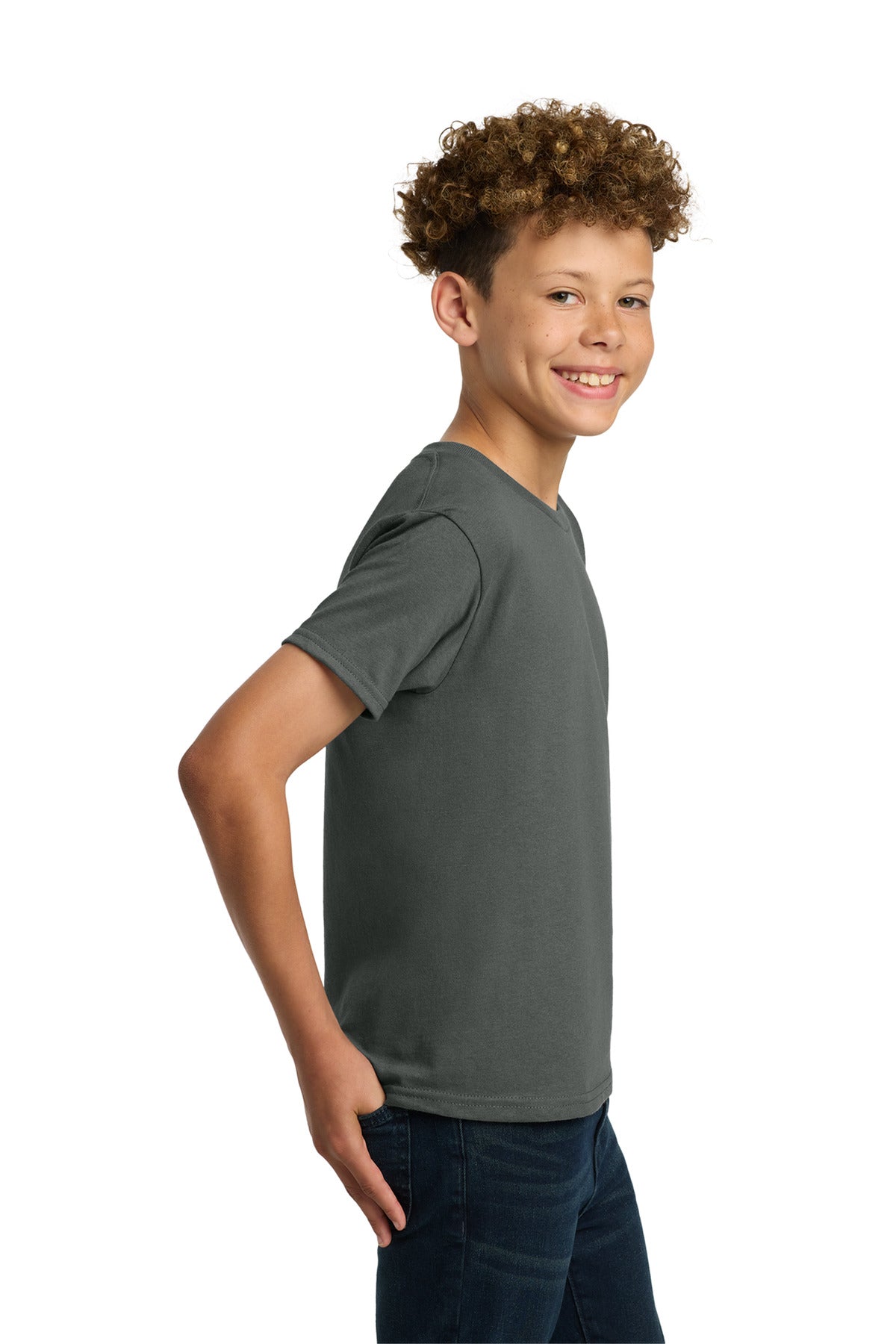 Gildan - Youth Heavy Cotton 100% Cotton T-Shirt. 5000B - Charcoal - side