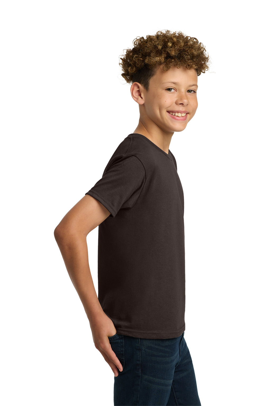 Gildan - Youth Heavy Cotton 100% Cotton T-Shirt. 5000B - Dark Chocolate - side