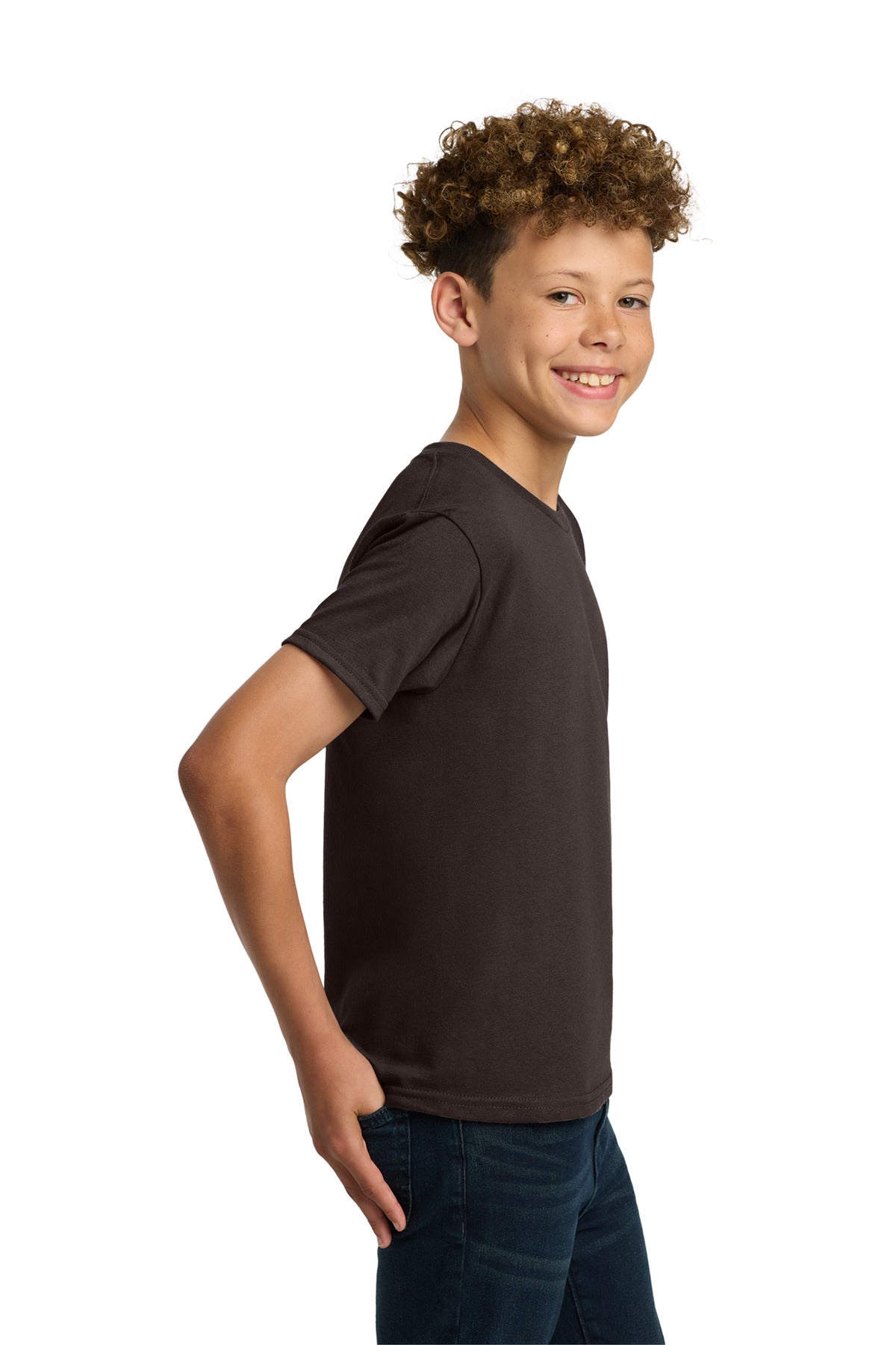 Gildan - Youth Heavy Cotton 100% Cotton T-Shirt. 5000B - Dark Chocolate - side