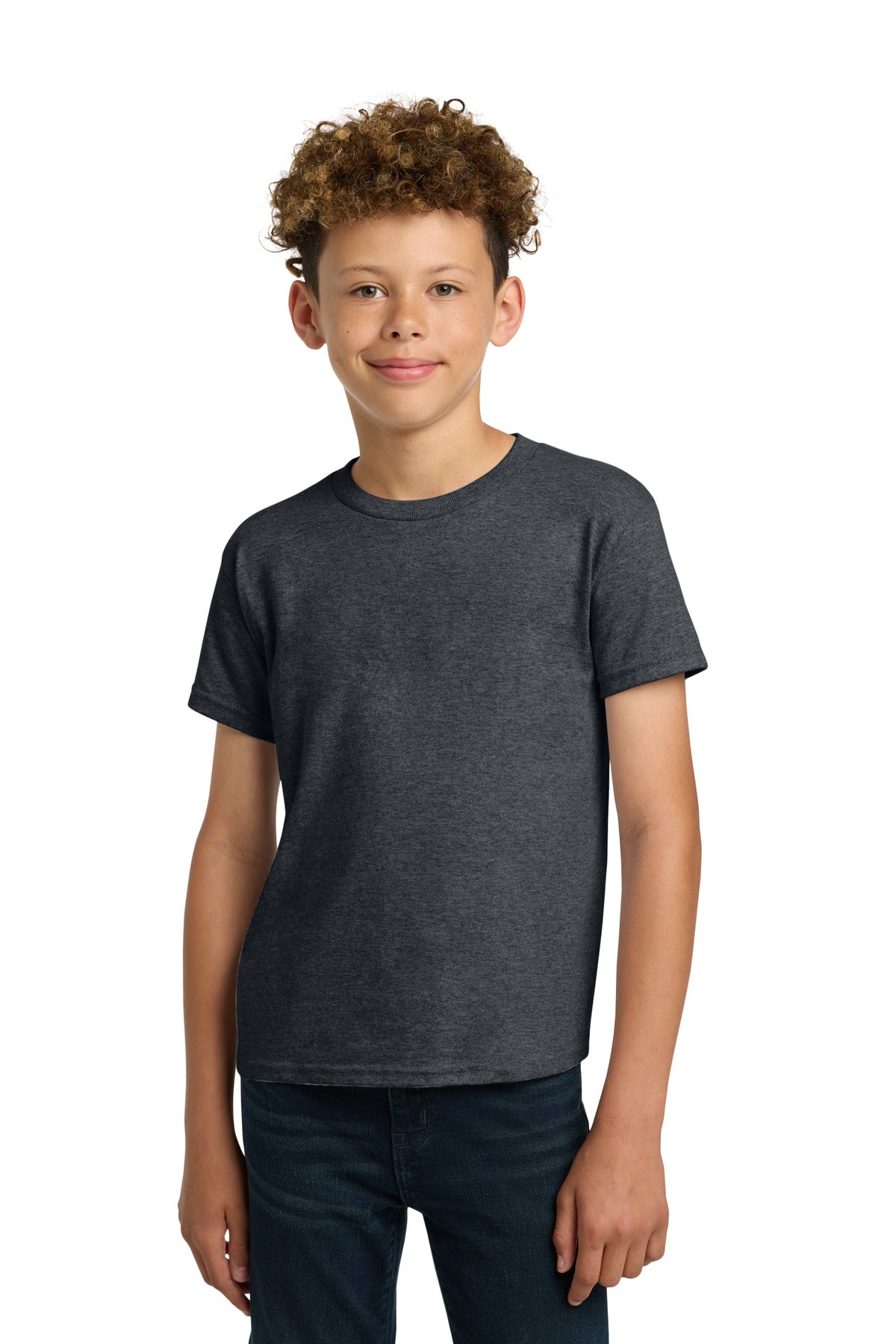 Gildan - Youth Heavy Cotton 100% Cotton T-Shirt. 5000B - Dark Heather - front