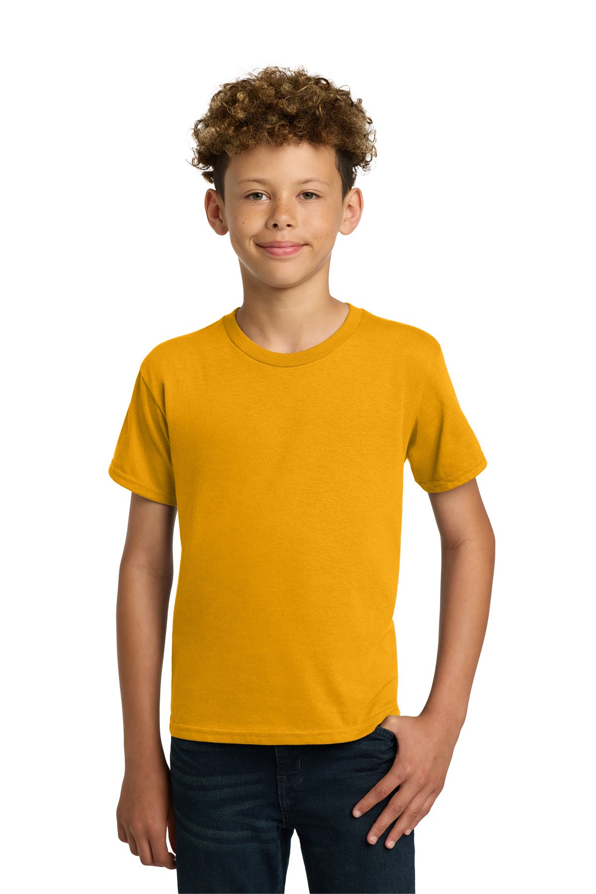 Gildan - Youth Heavy Cotton 100% Cotton T-Shirt. 5000B - Gold - front
