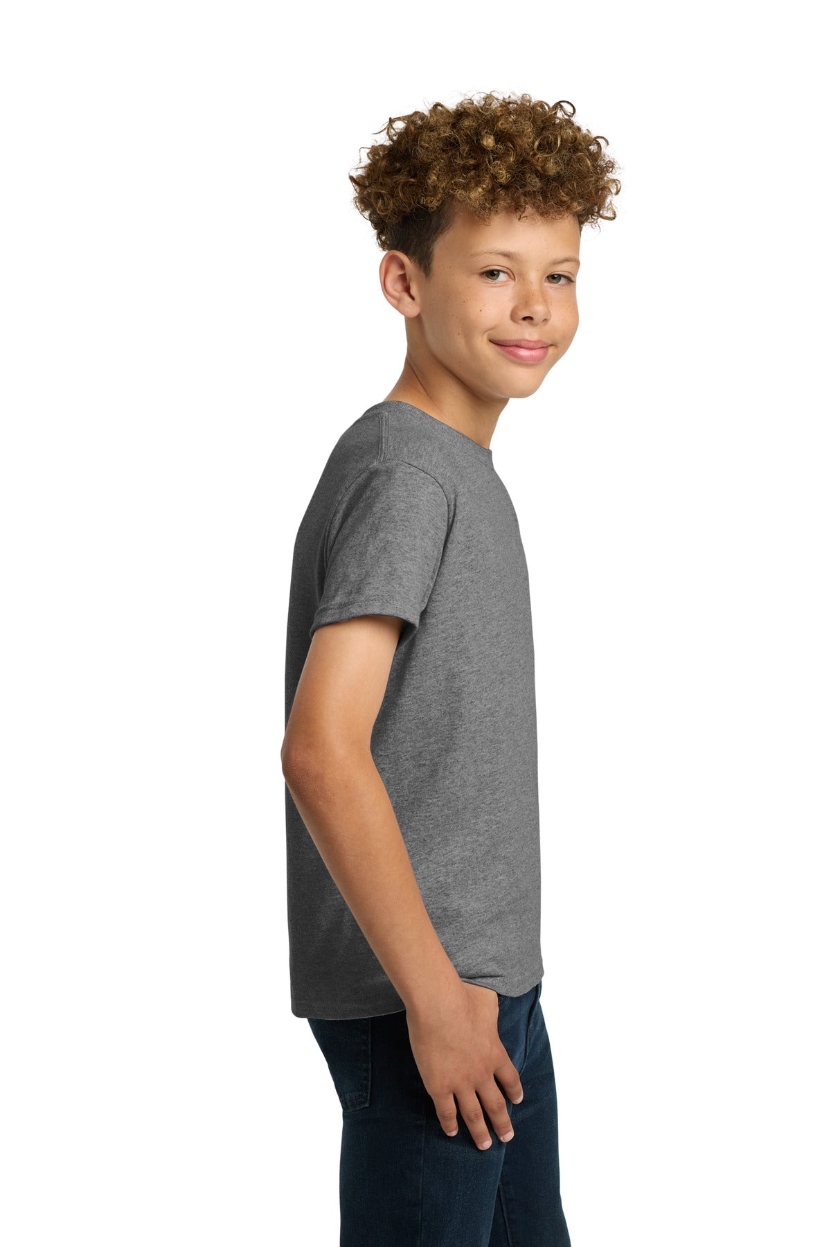 Gildan - Youth Heavy Cotton 100% Cotton T-Shirt. 5000B - Graphite Heather - side