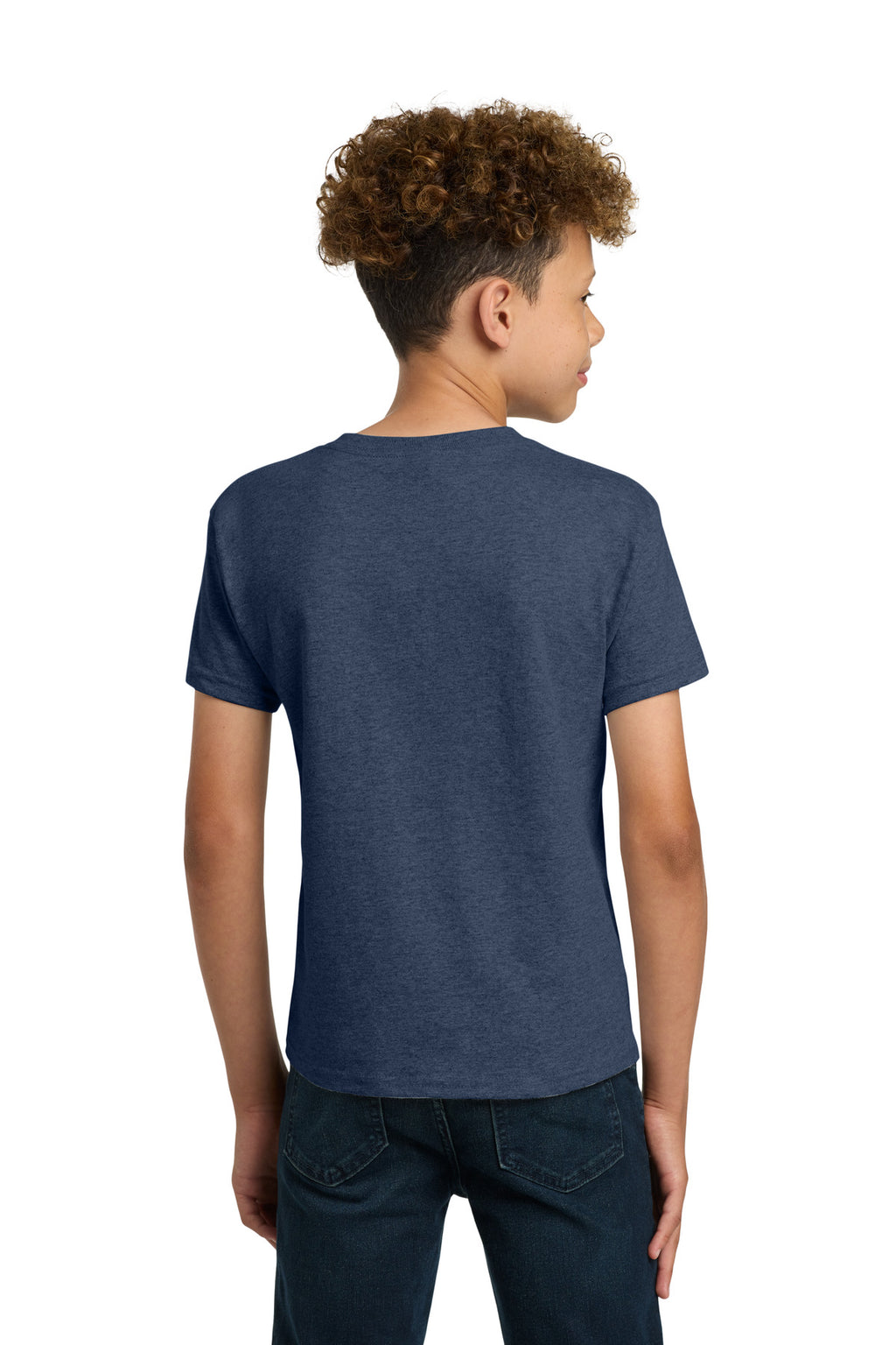 Gildan - Youth Heavy Cotton 100% Cotton T-Shirt. 5000B - Heather Navy - back