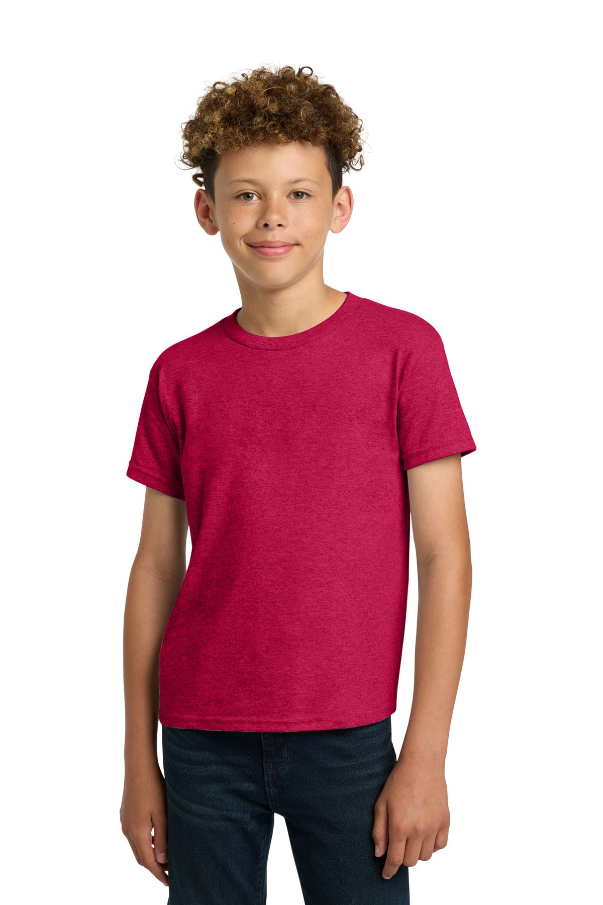 Gildan - Youth Heavy Cotton 100% Cotton T-Shirt. 5000B - Heather Red - front