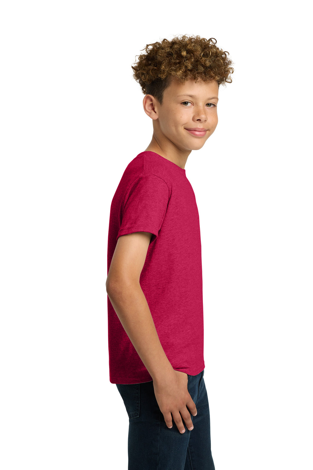 Gildan - Youth Heavy Cotton 100% Cotton T-Shirt. 5000B - Heather Red - side