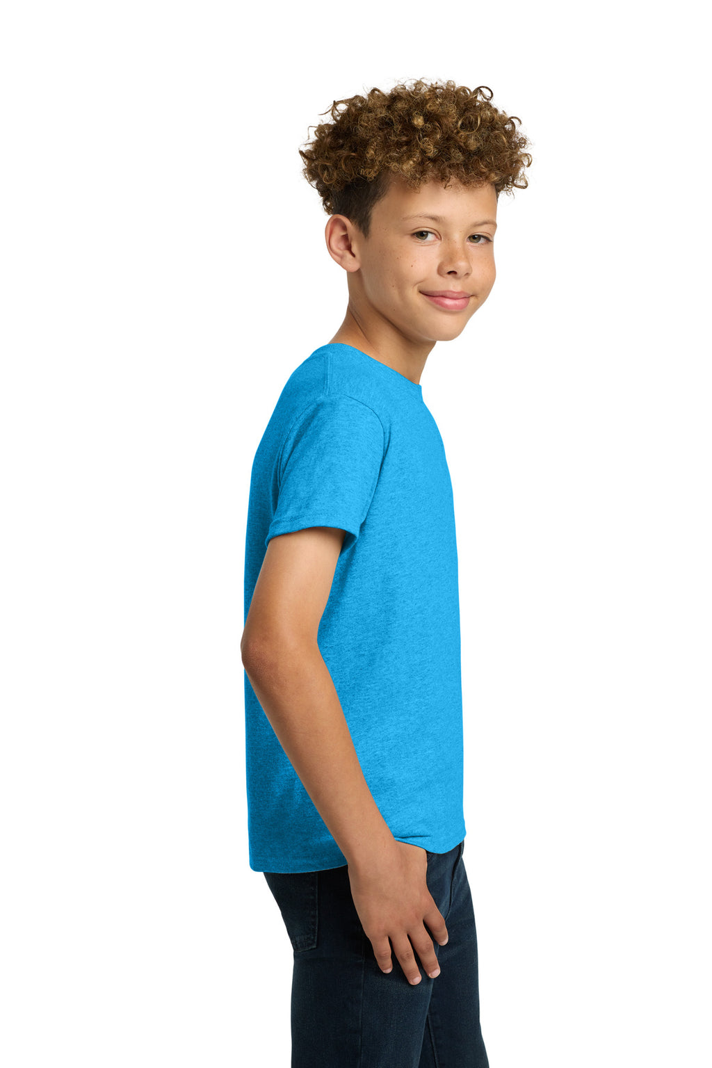Gildan - Youth Heavy Cotton 100% Cotton T-Shirt. 5000B - Heather Sapphire - side