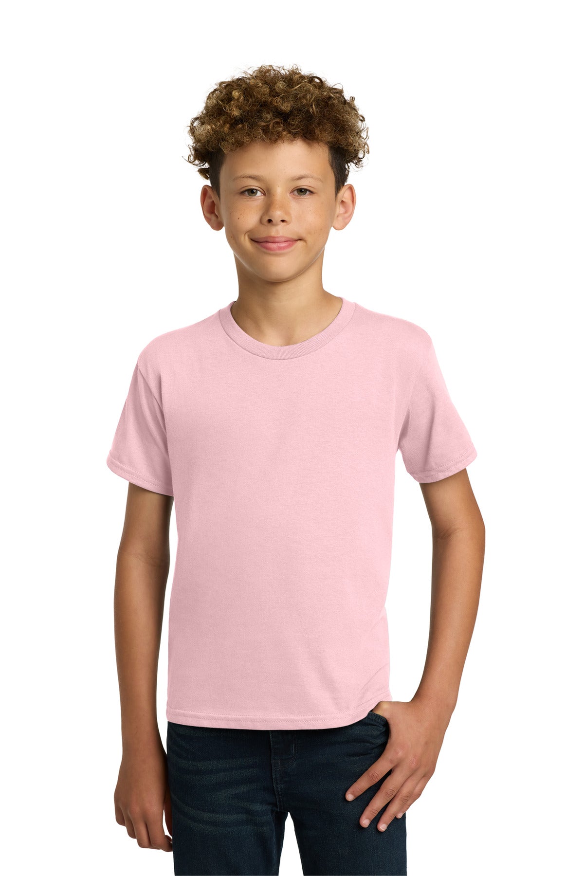 Gildan - Youth Heavy Cotton 100% Cotton T-Shirt. 5000B - Light Pink - front