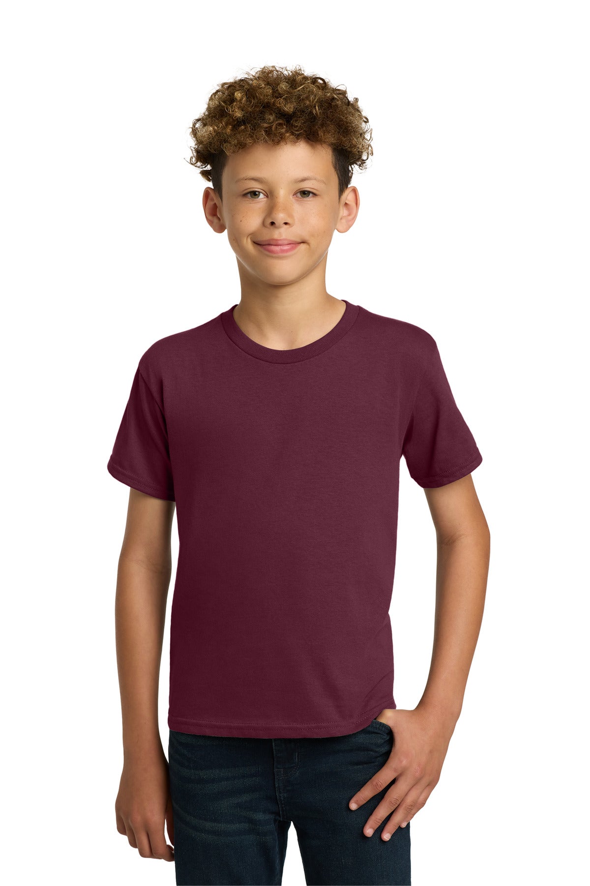 Gildan - Youth Heavy Cotton 100% Cotton T-Shirt. 5000B - Maroon - front