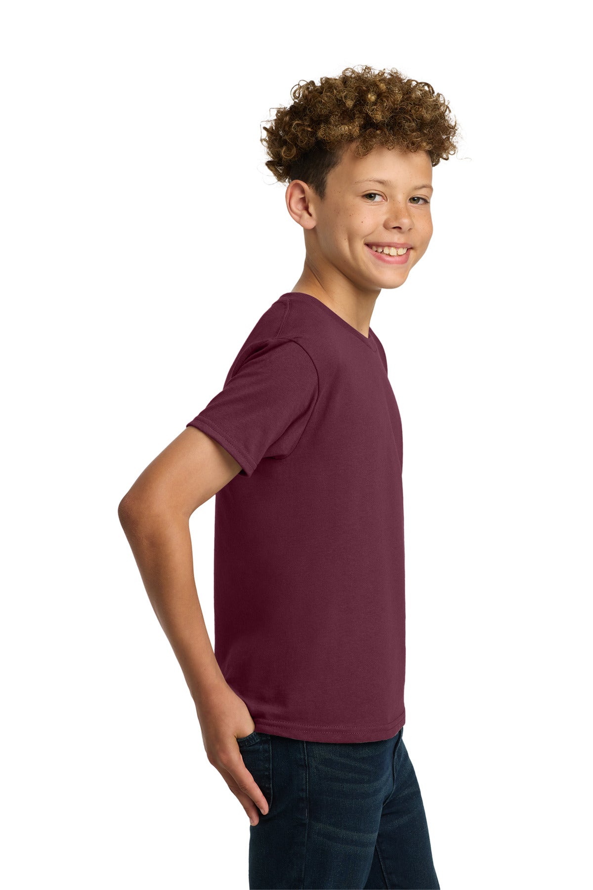 Gildan - Youth Heavy Cotton 100% Cotton T-Shirt. 5000B - Maroon - side