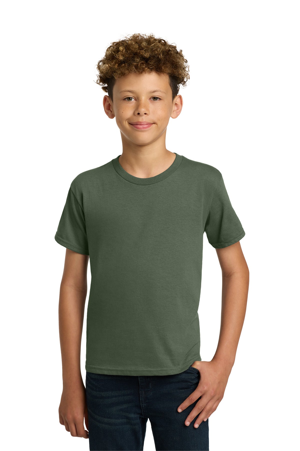 Gildan - Youth Heavy Cotton 100% Cotton T-Shirt. 5000B - Military Green - front