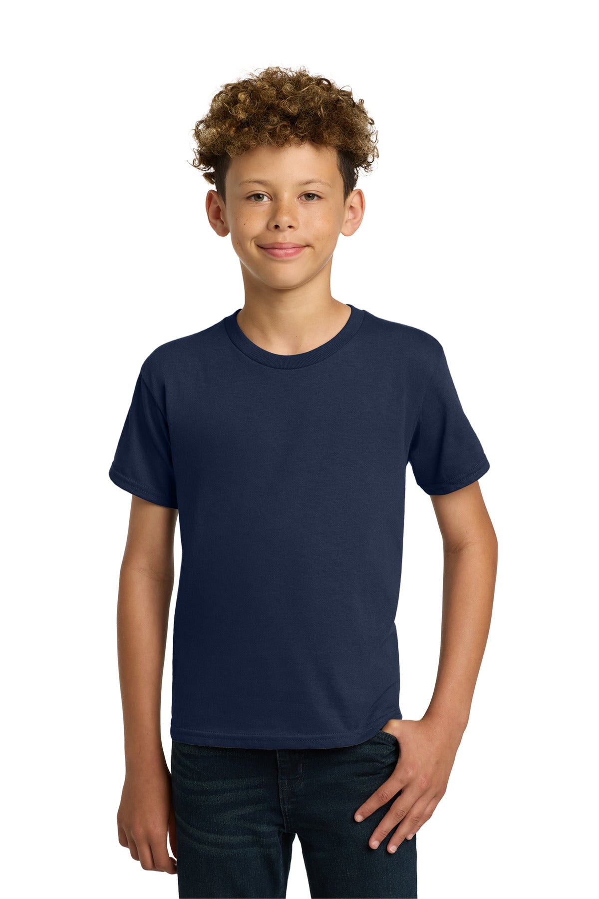 Gildan - Youth Heavy Cotton 100% Cotton T-Shirt. 5000B - Navy - front