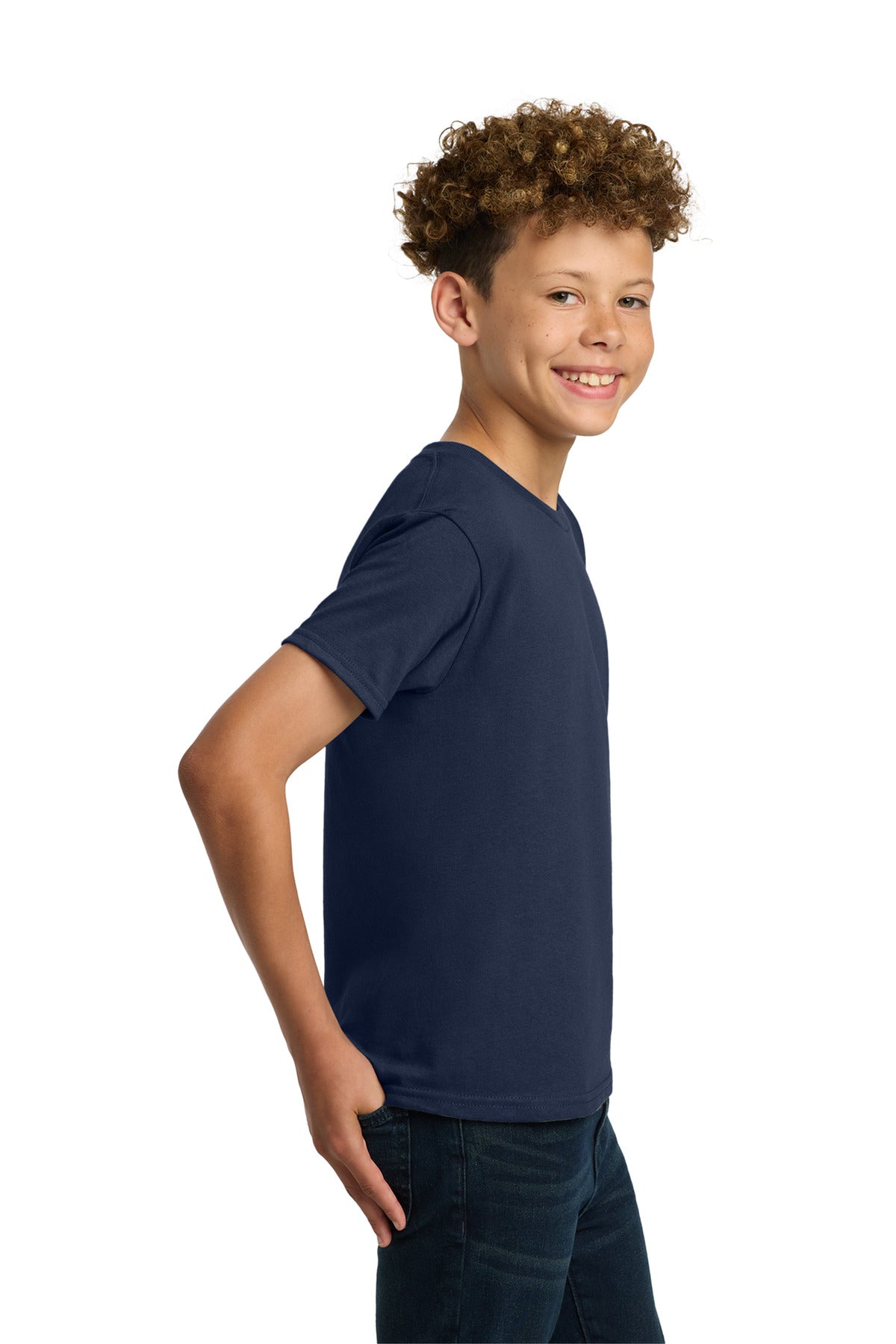 Gildan - Youth Heavy Cotton 100% Cotton T-Shirt. 5000B - Navy - side