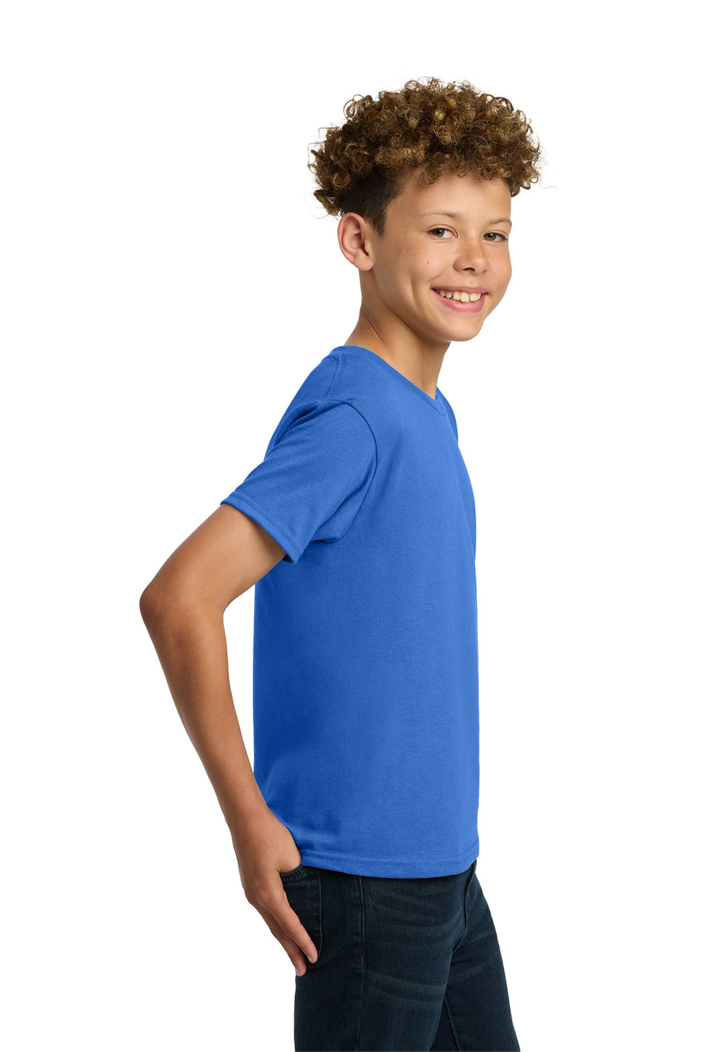 Gildan - Youth Heavy Cotton 100% Cotton T-Shirt. 5000B - Neon Blue - side