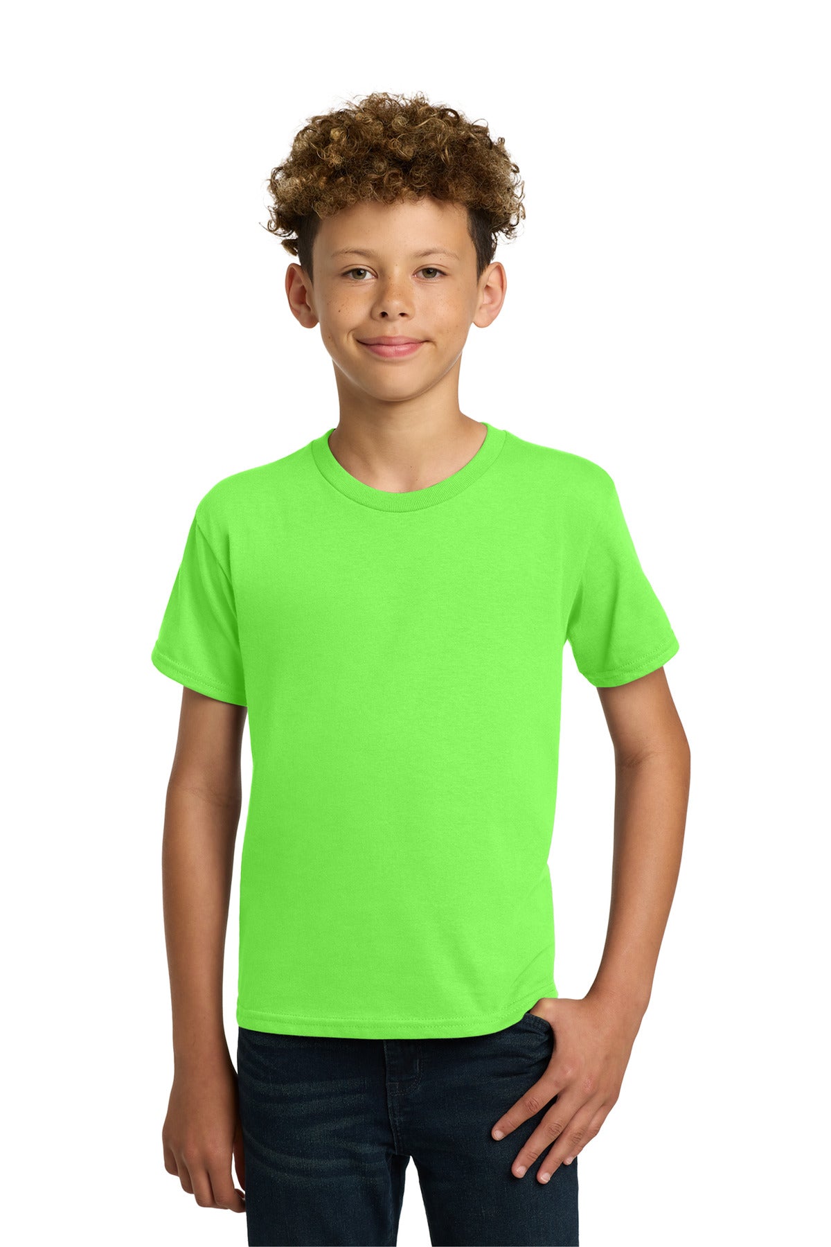 Gildan - Youth Heavy Cotton 100% Cotton T-Shirt. 5000B - Neon Green - front