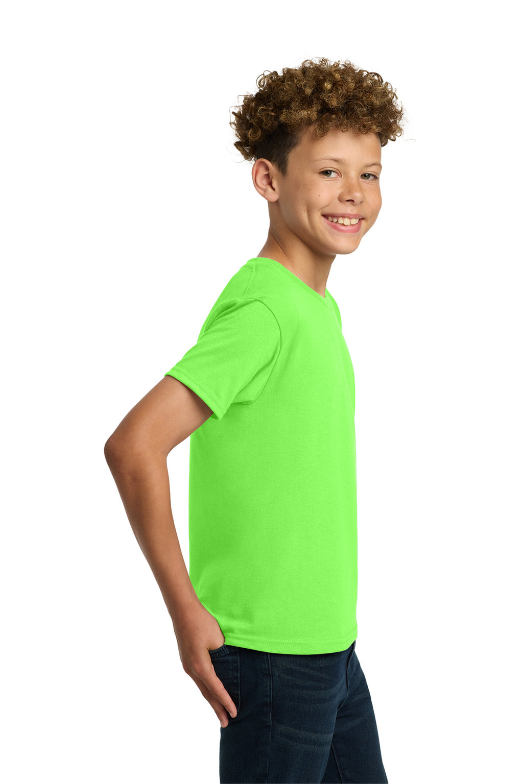 Gildan - Youth Heavy Cotton 100% Cotton T-Shirt. 5000B - Neon Green - side