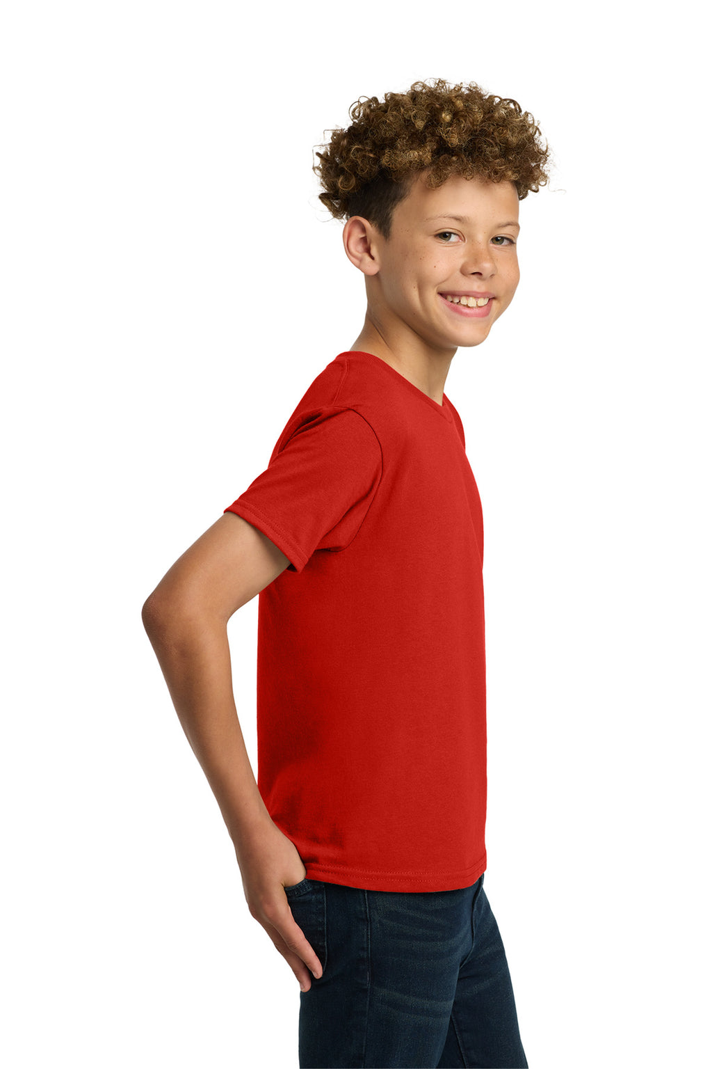 Gildan - Youth Heavy Cotton 100% Cotton T-Shirt. 5000B - Red - side