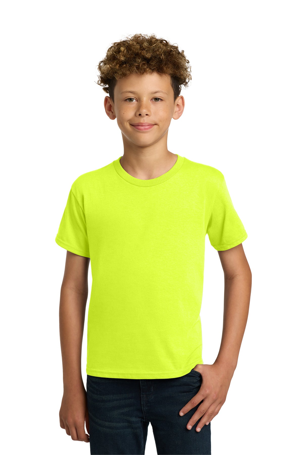 Gildan - Youth Heavy Cotton 100% Cotton T-Shirt. 5000B - Safety Green - front