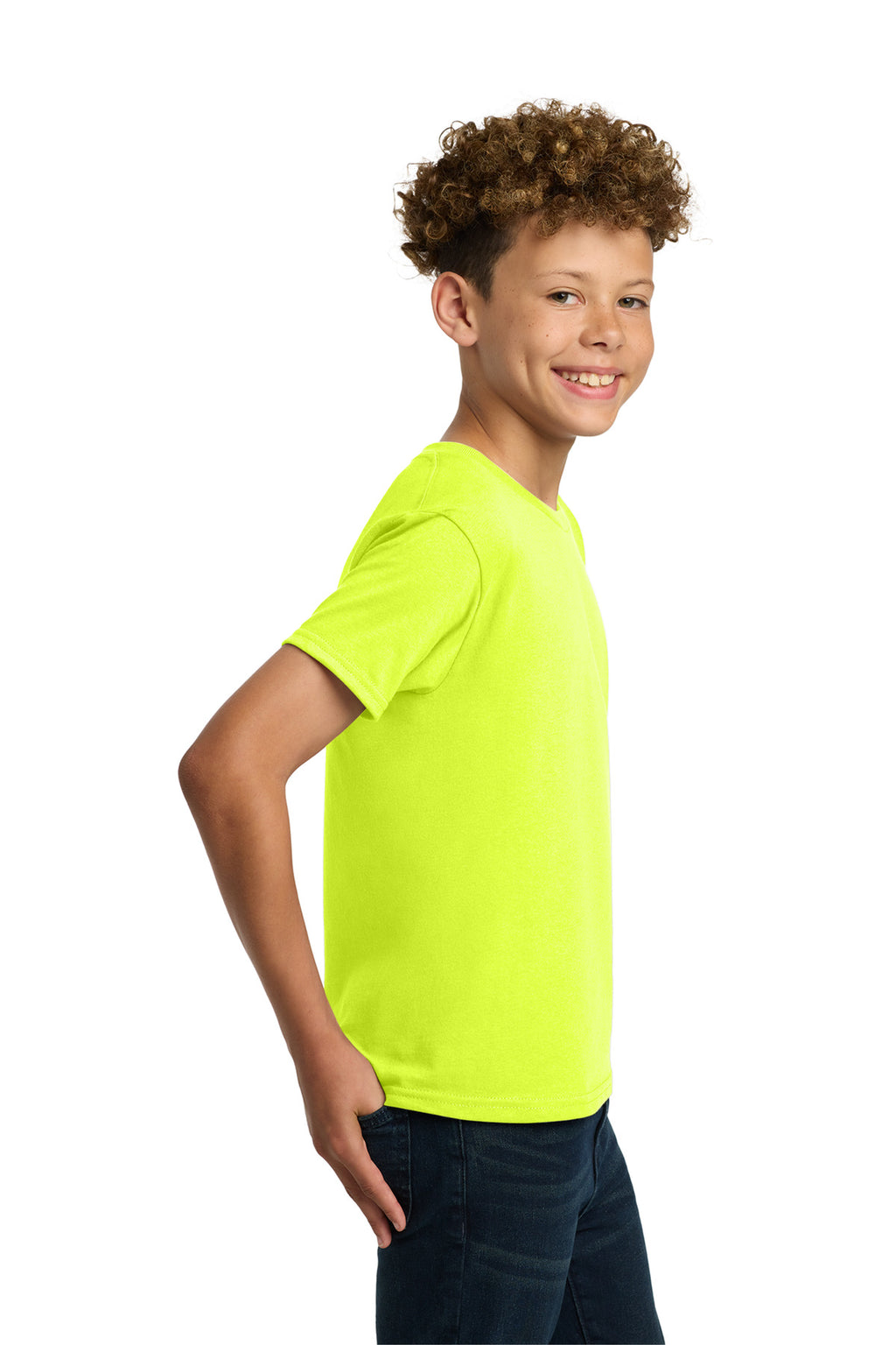 Gildan - Youth Heavy Cotton 100% Cotton T-Shirt. 5000B - Safety Green - side