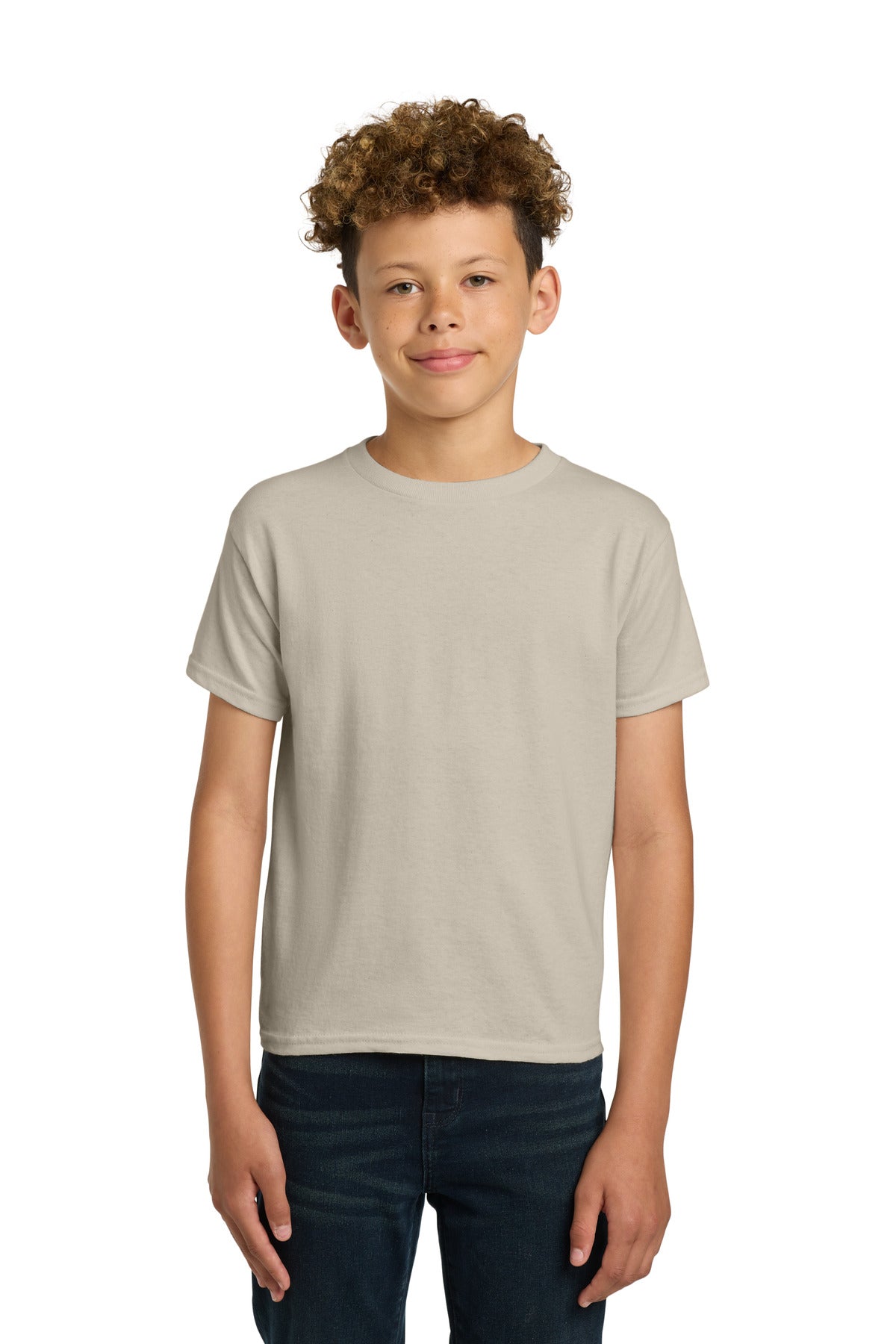 Gildan - Youth Heavy Cotton 100% Cotton T-Shirt. 5000B - Sand - front