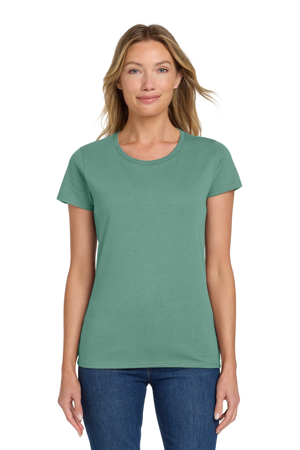 Gildan Women's Heavy Cotton 100% Cotton T-Shirt. 5000L - Aquatic - front