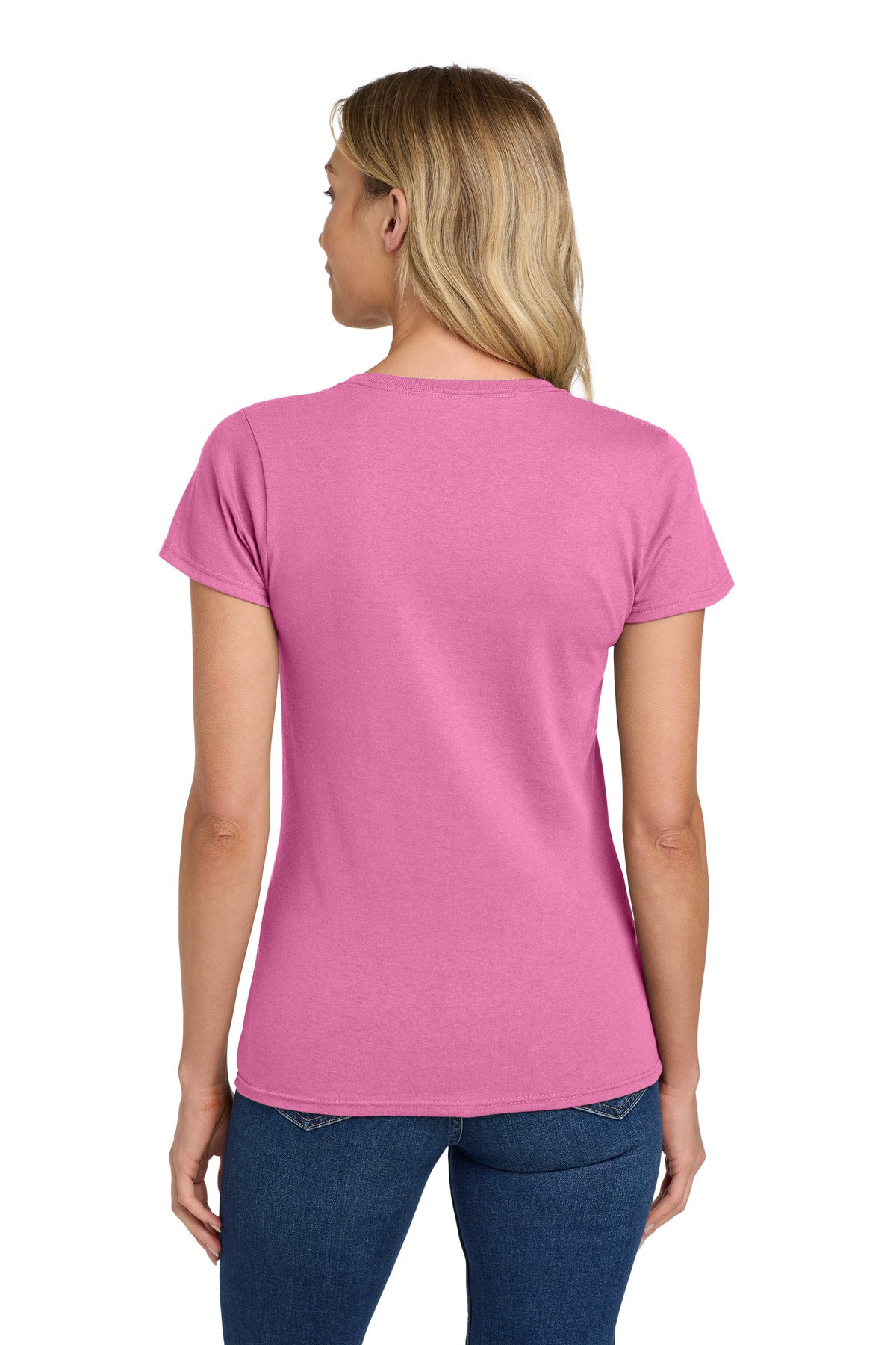 Gildan Women's Heavy Cotton 100% Cotton T-Shirt. 5000L - Azalea - back