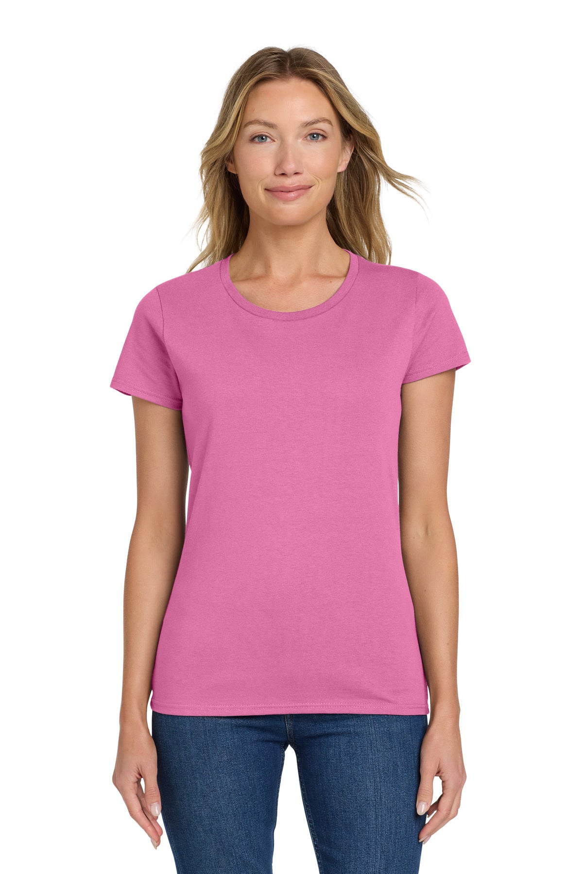Gildan Women's Heavy Cotton 100% Cotton T-Shirt. 5000L - Azalea - front