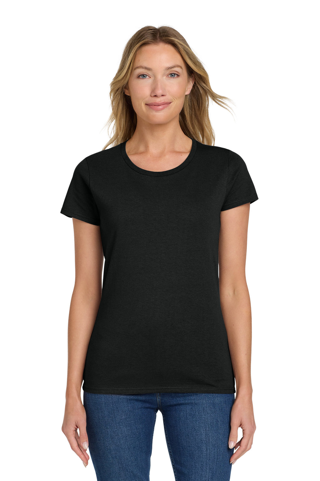 Gildan Women's Heavy Cotton 100% Cotton T-Shirt. 5000L - Black - front