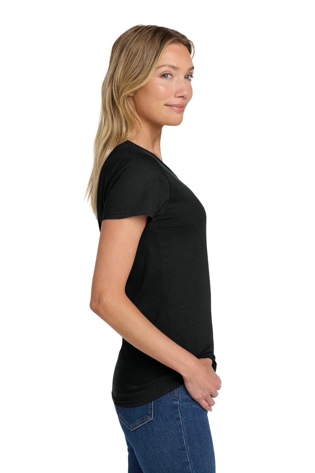 Gildan Women's Heavy Cotton 100% Cotton T-Shirt. 5000L - Black - side