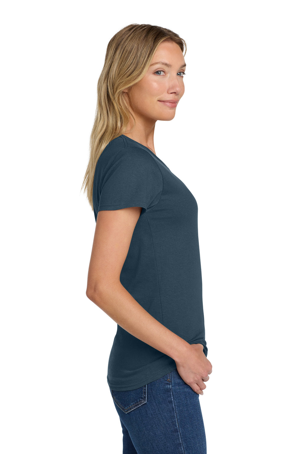 Gildan Women's Heavy Cotton 100% Cotton T-Shirt. 5000L - Blue Dusk - side