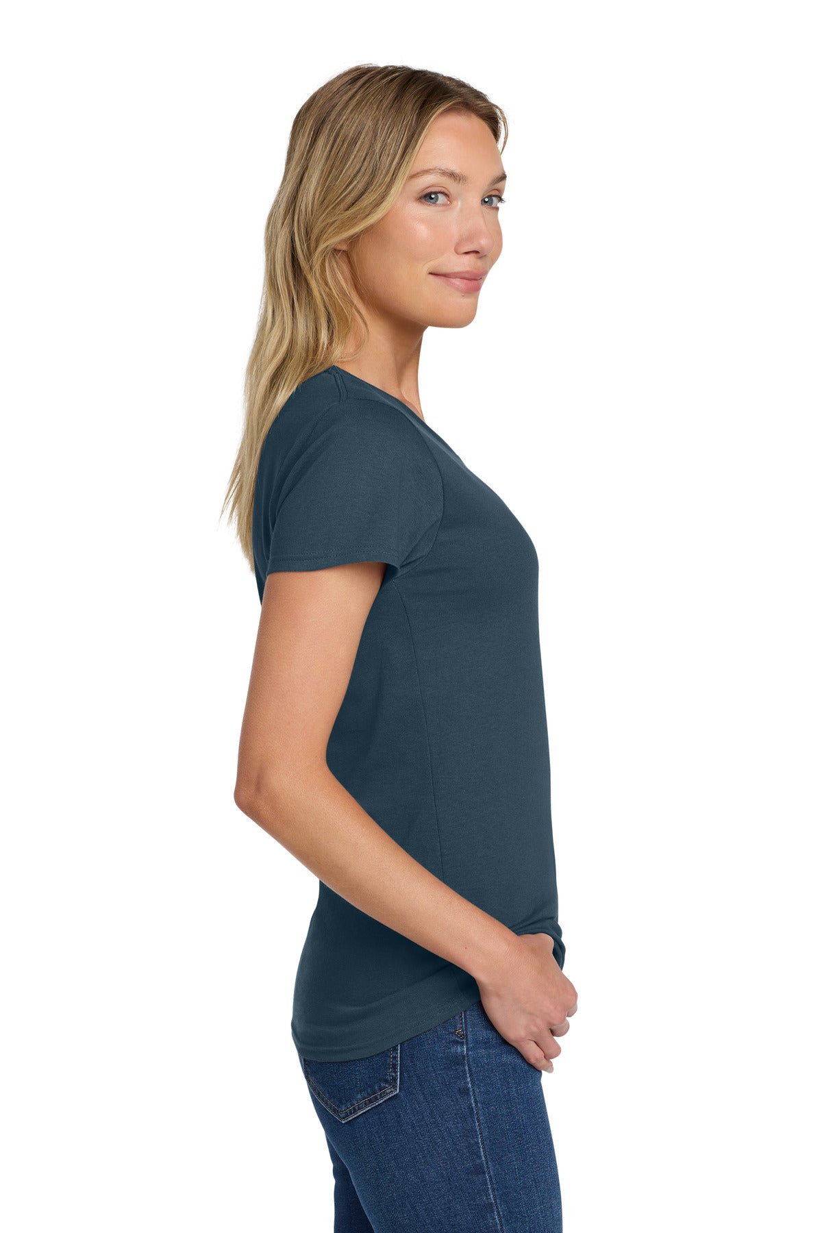 Gildan Women's Heavy Cotton 100% Cotton T-Shirt. 5000L - Blue Dusk - side