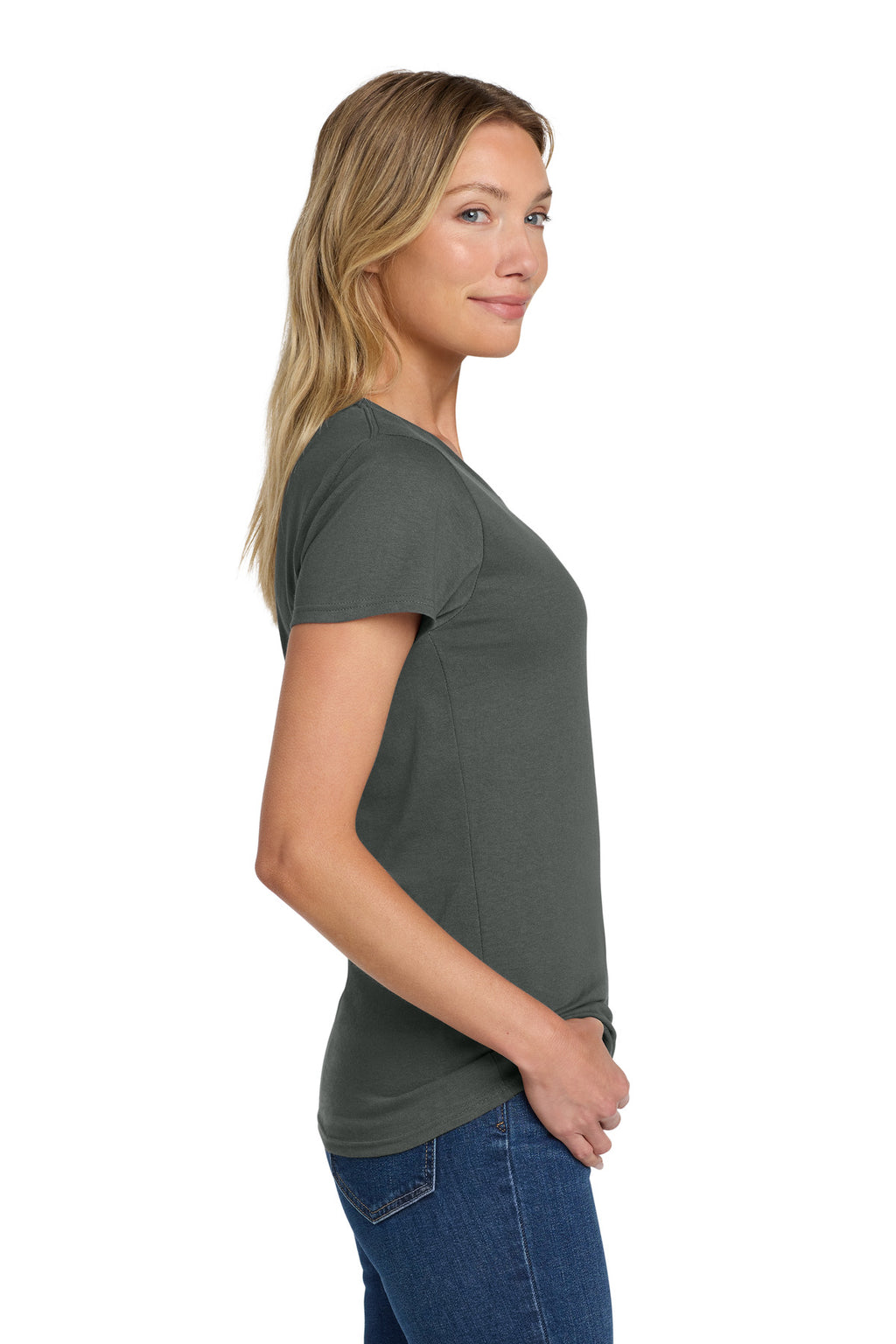 Gildan Women's Heavy Cotton 100% Cotton T-Shirt. 5000L - Charcoal - side