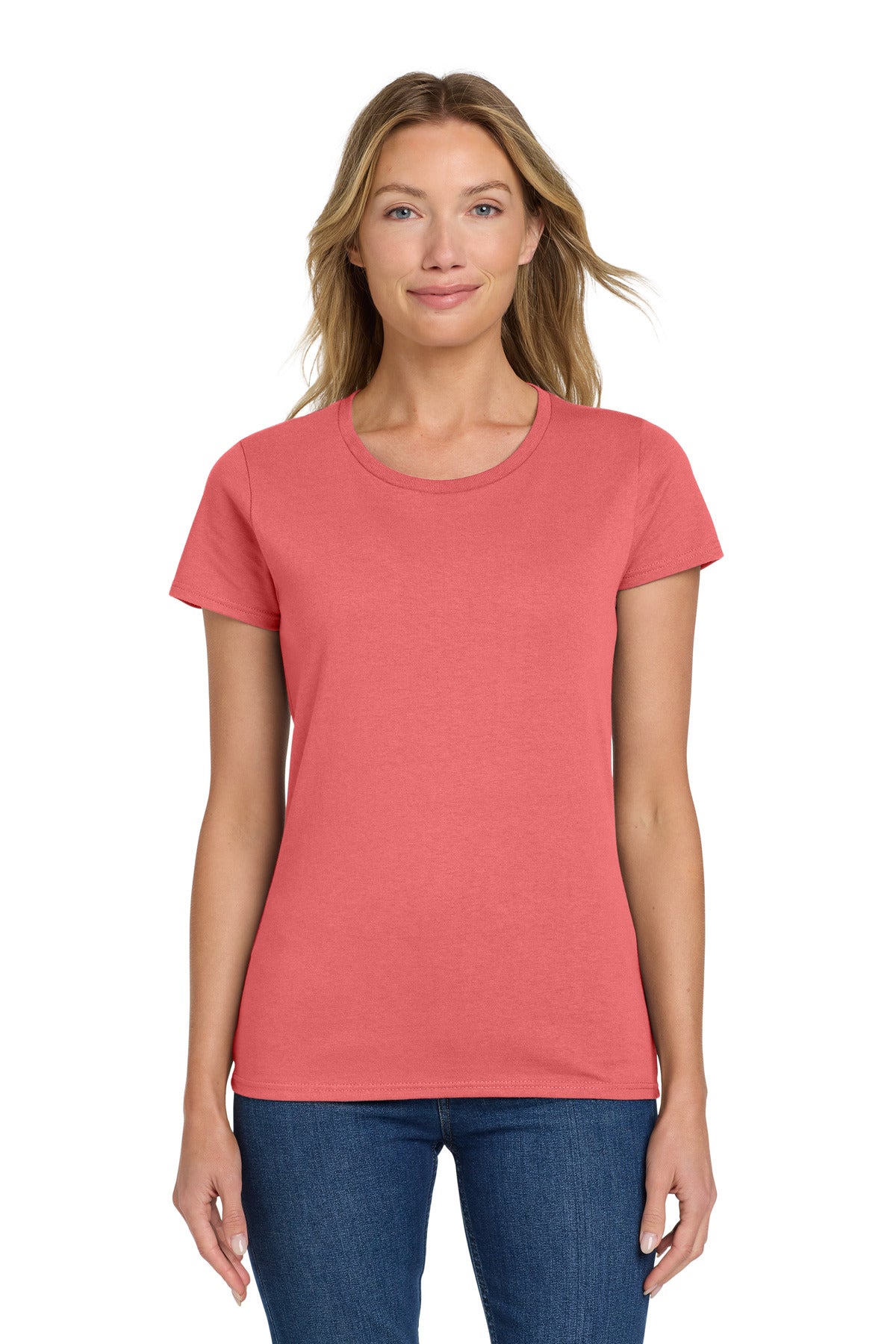 Gildan Women's Heavy Cotton 100% Cotton T-Shirt. 5000L - Coral Silk - front