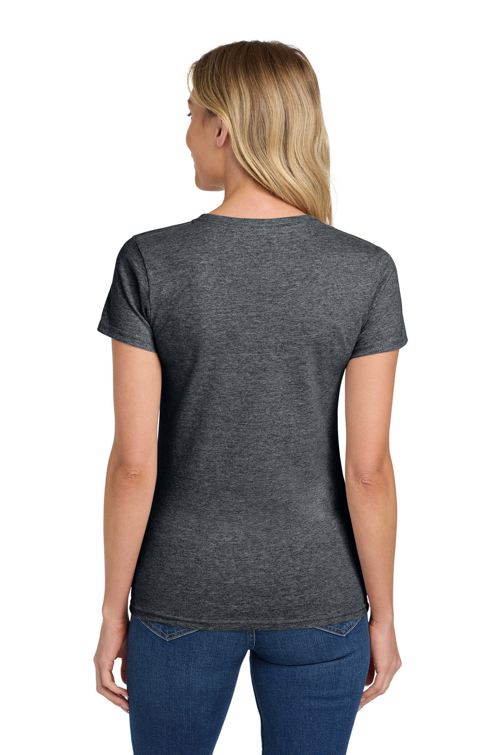 Gildan Women's Heavy Cotton 100% Cotton T-Shirt. 5000L - Dark Heather - back