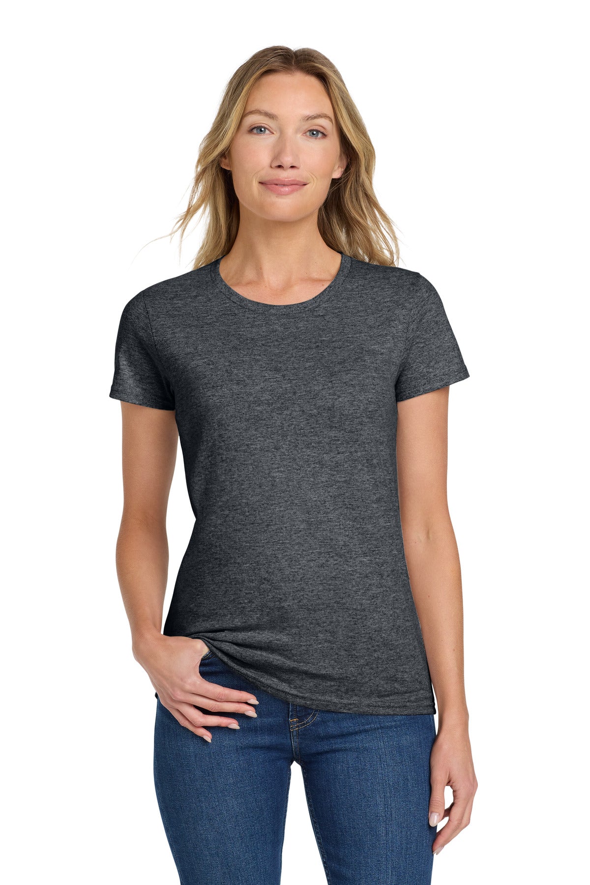 Gildan Women's Heavy Cotton 100% Cotton T-Shirt. 5000L - Dark Heather - front