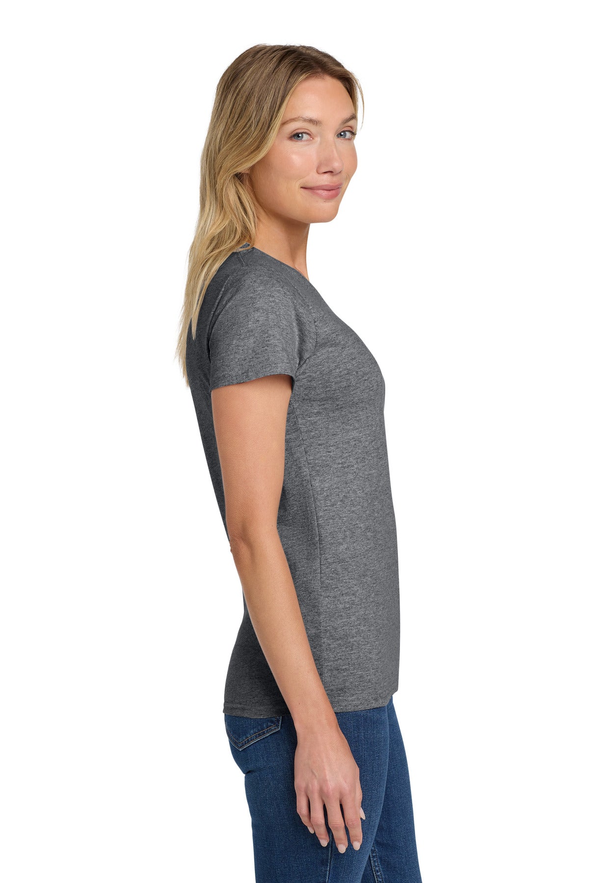 Gildan Women's Heavy Cotton 100% Cotton T-Shirt. 5000L - Graphite Heather - side