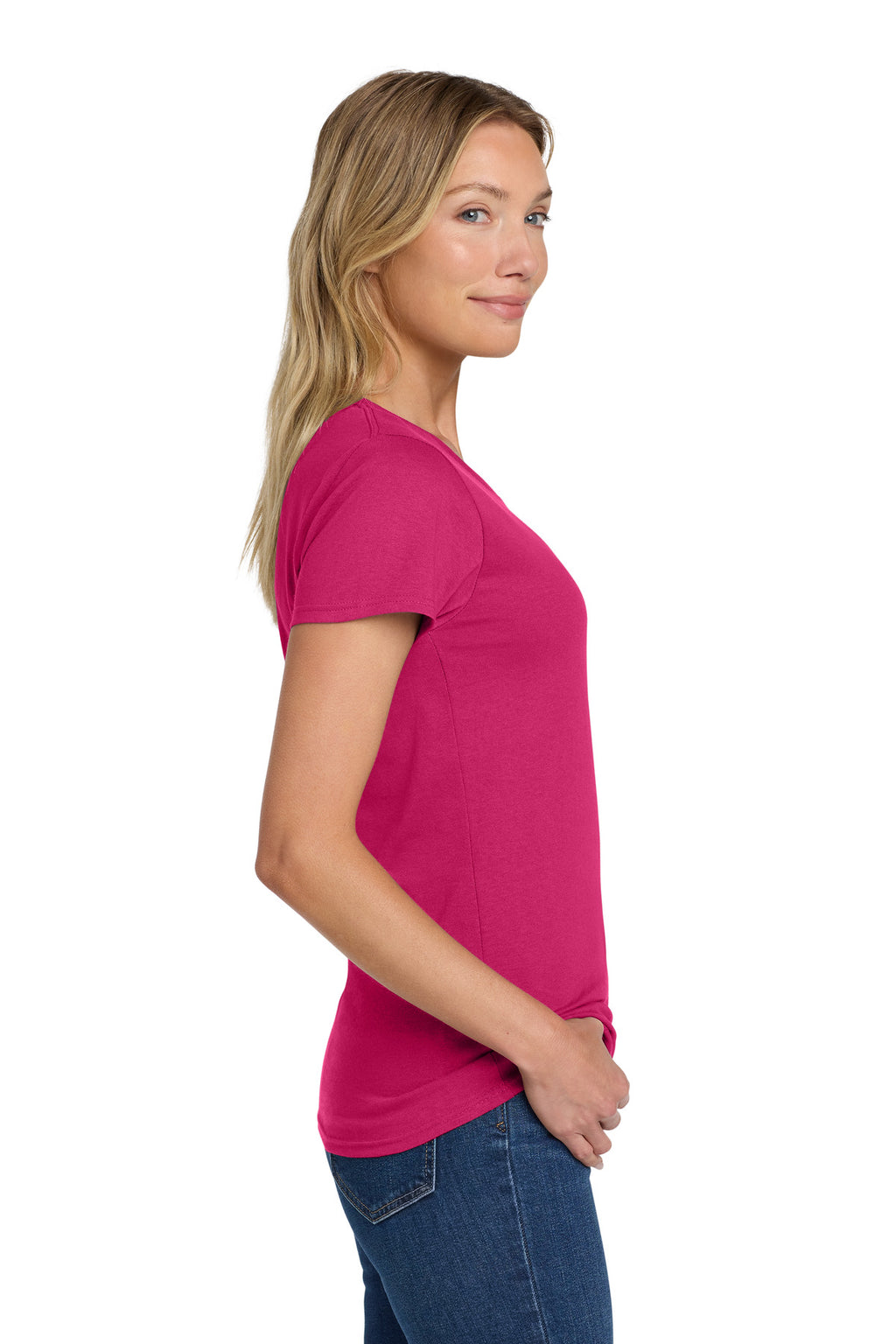 Gildan Women's Heavy Cotton 100% Cotton T-Shirt. 5000L - Heliconia - side