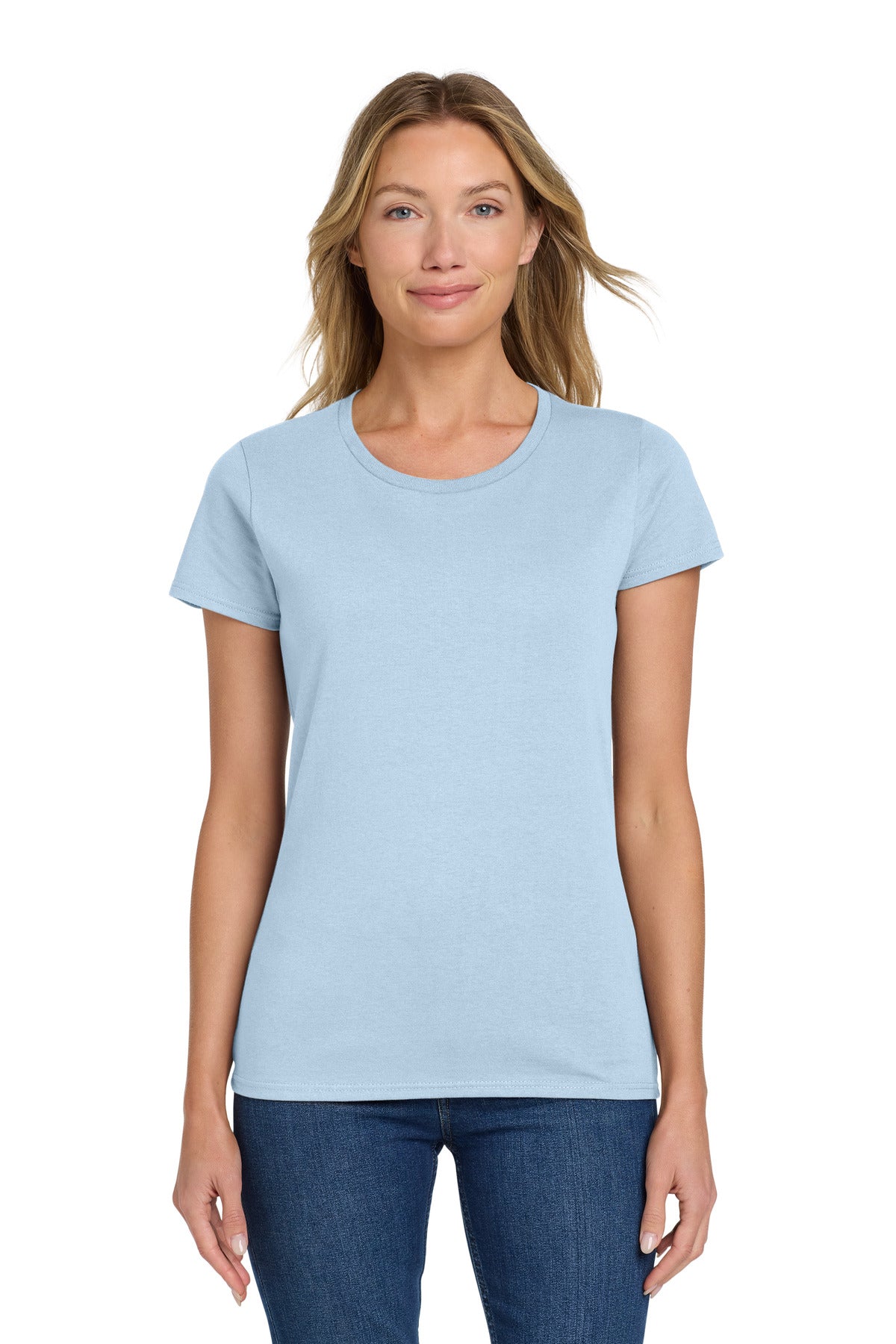 Gildan Women's Heavy Cotton 100% Cotton T-Shirt. 5000L - Light Blue - front
