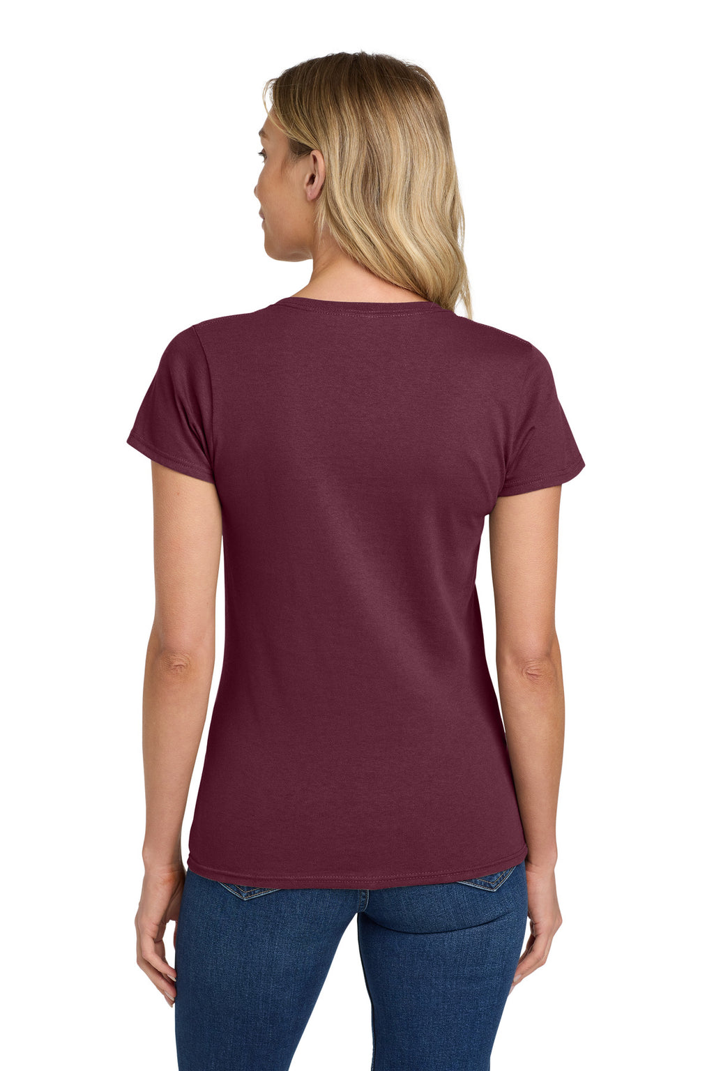 Gildan Women's Heavy Cotton 100% Cotton T-Shirt. 5000L - Maroon - back