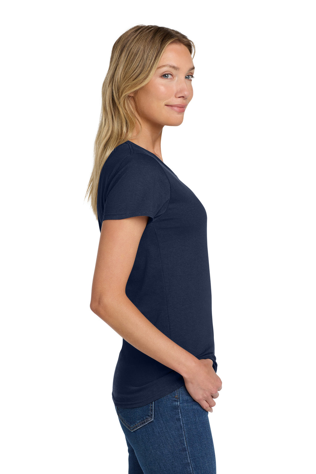 Gildan Women's Heavy Cotton 100% Cotton T-Shirt. 5000L - Navy - side