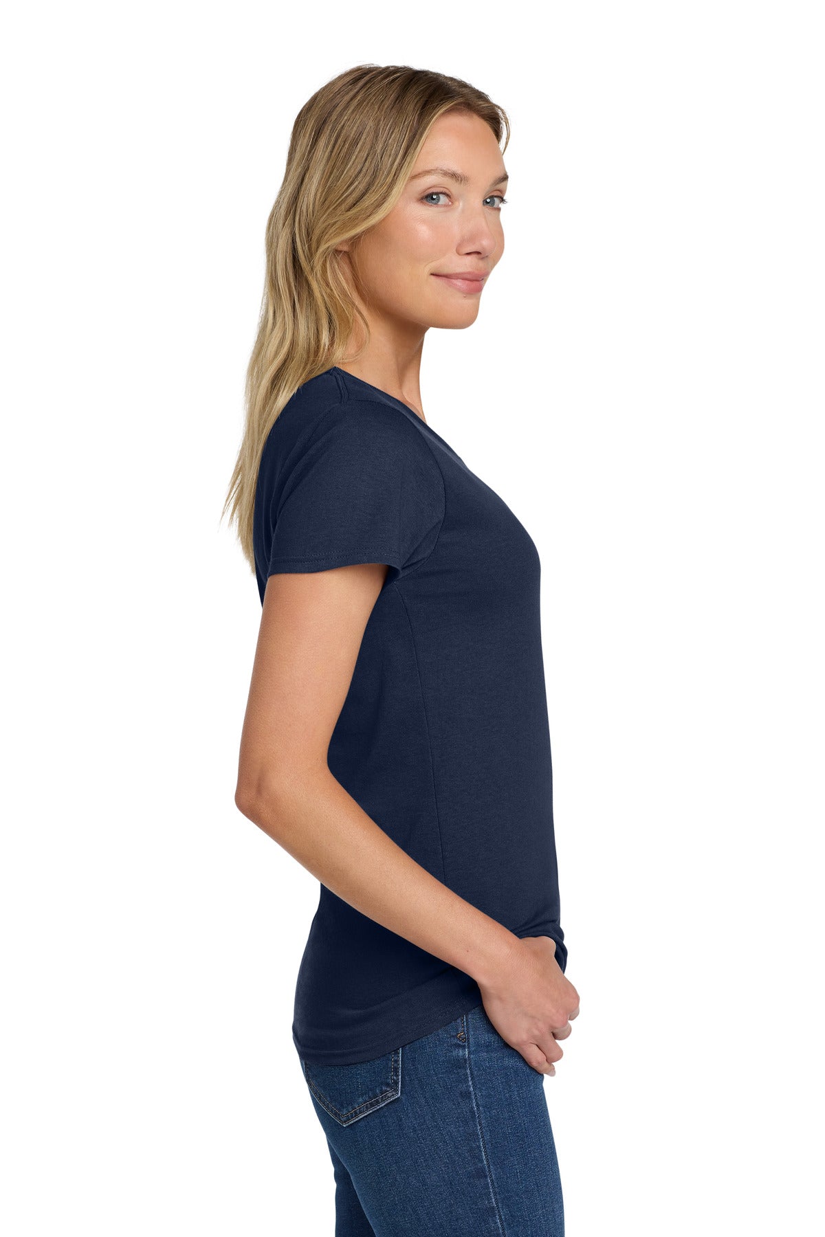 Gildan Women's Heavy Cotton 100% Cotton T-Shirt. 5000L - Navy - side
