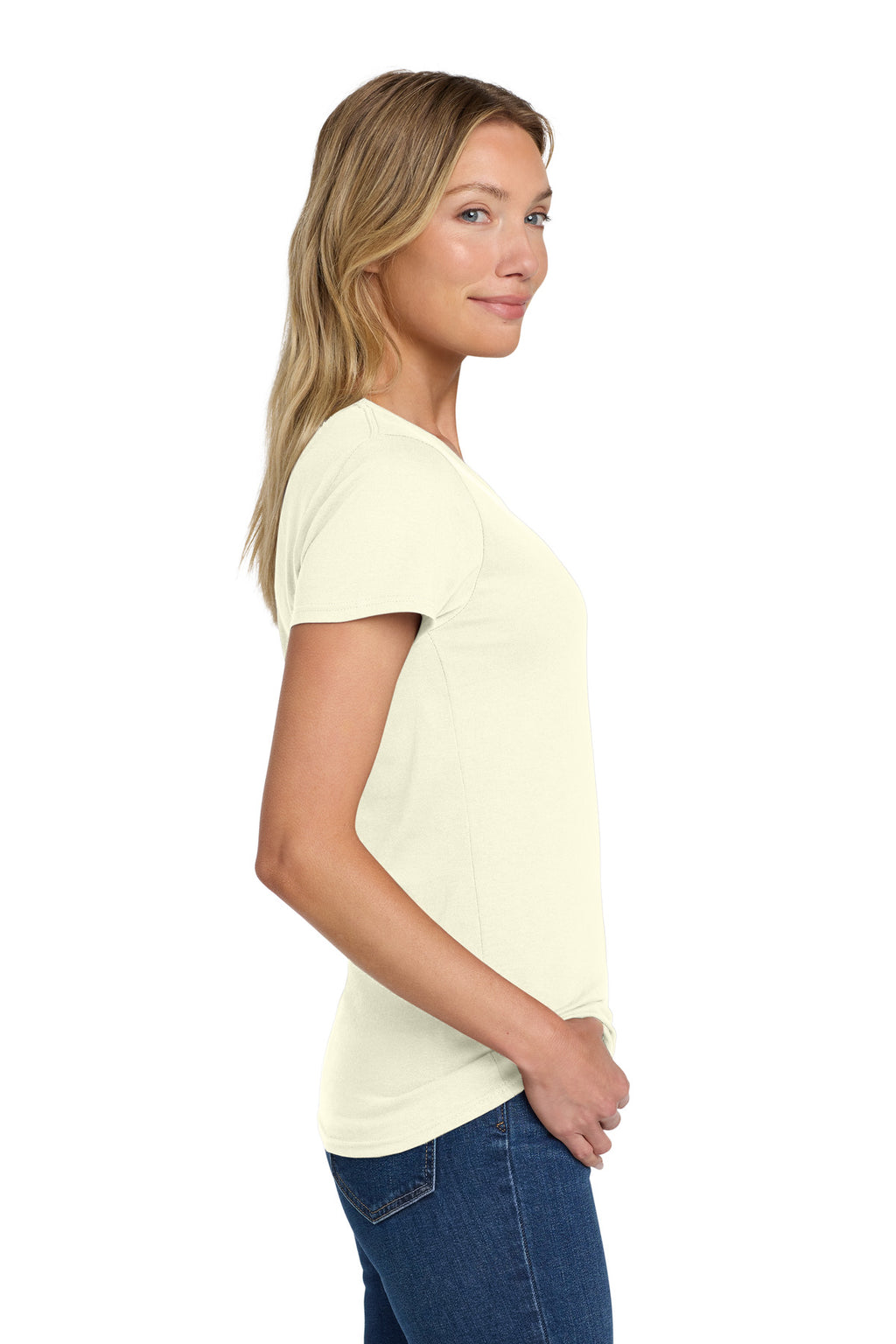 Gildan Women's Heavy Cotton 100% Cotton T-Shirt. 5000L - Off White - side