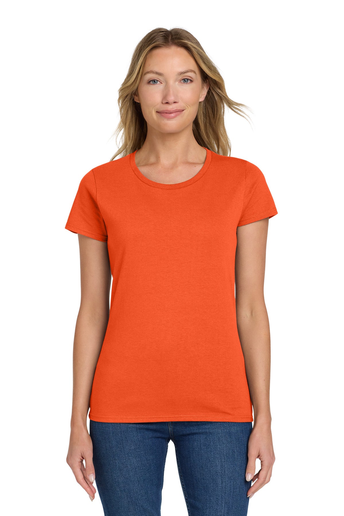 Gildan Women's Heavy Cotton 100% Cotton T-Shirt. 5000L - Orange - front
